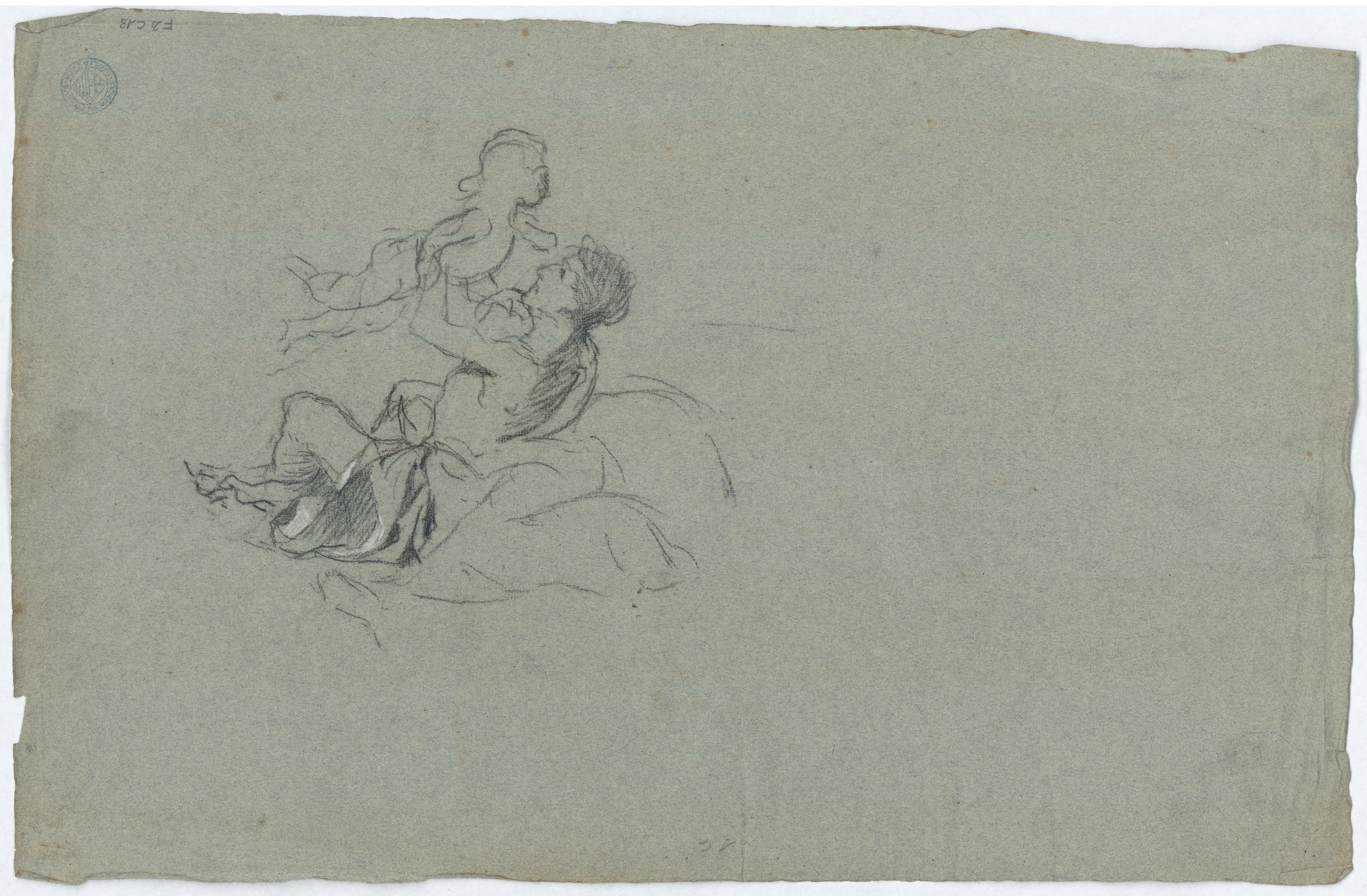 image for: Antoni Caba - Estudi de figures al·legòriques per a la pintura «La Pau» (anvers) / Estudi de figures al·legòriques per a la pintura «La Pau» (revers) - Cap a 1876 [1]