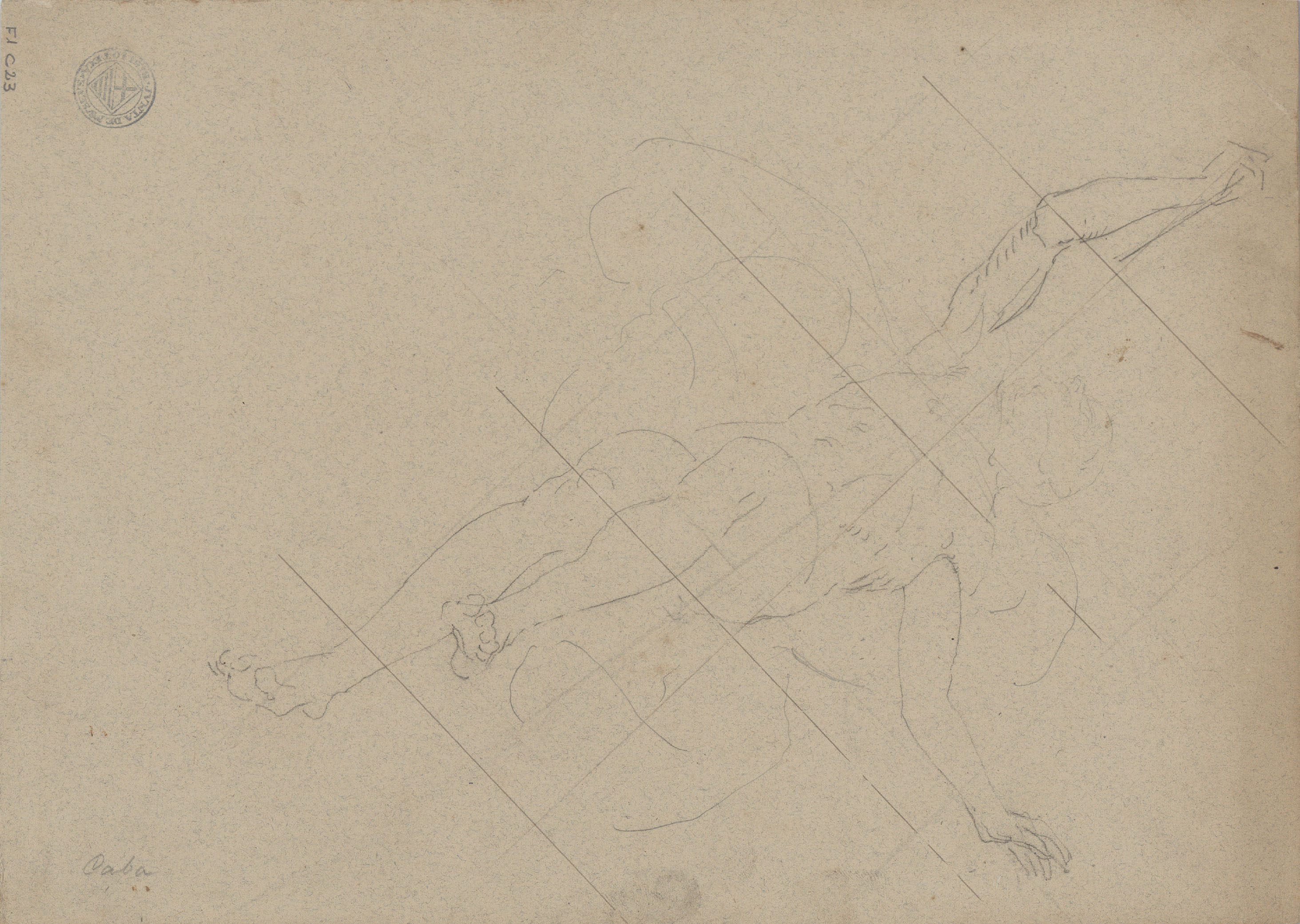 image for: Antoni Caba - Estudi de nu al·legòric per a una pintura (anvers) / Estudi de figura al·legòrica per a una pintura (revers) - Cap a 1860-1880 [1]