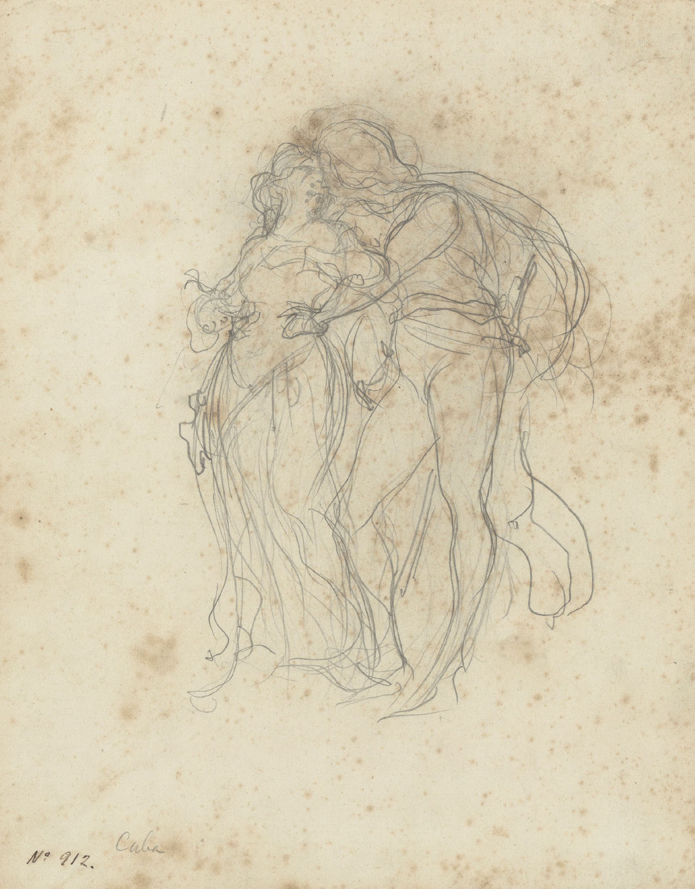 image for: Antoni Caba - Estudi de Belisa i Lisandro per a la pintura «El acero de Madrid» - Cap a 1861