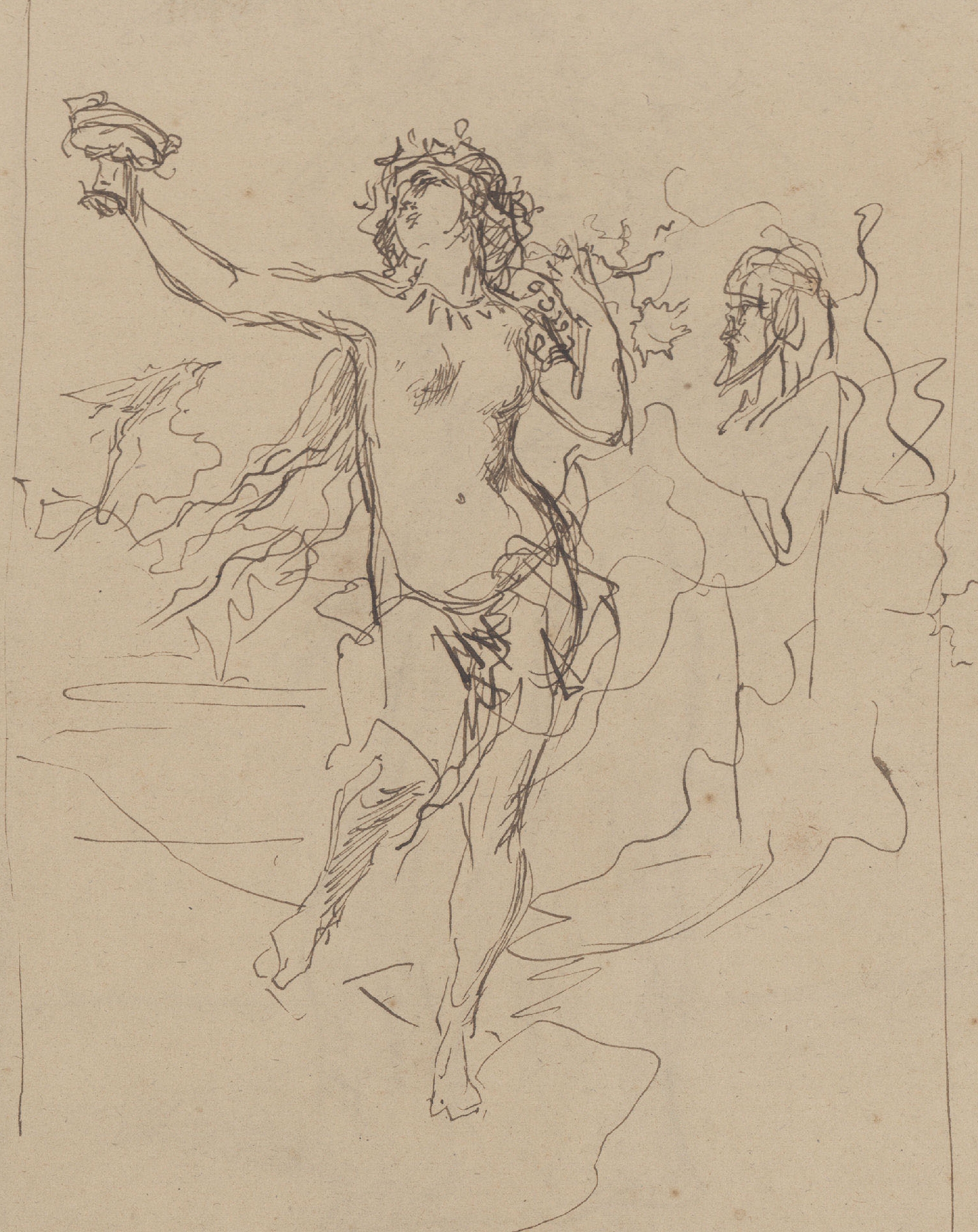 image for: Antoni Caba - Dafne (anvers) / Estudi de figura femenina al·legòrica (revers) - Cap a 1860-1880 [1]