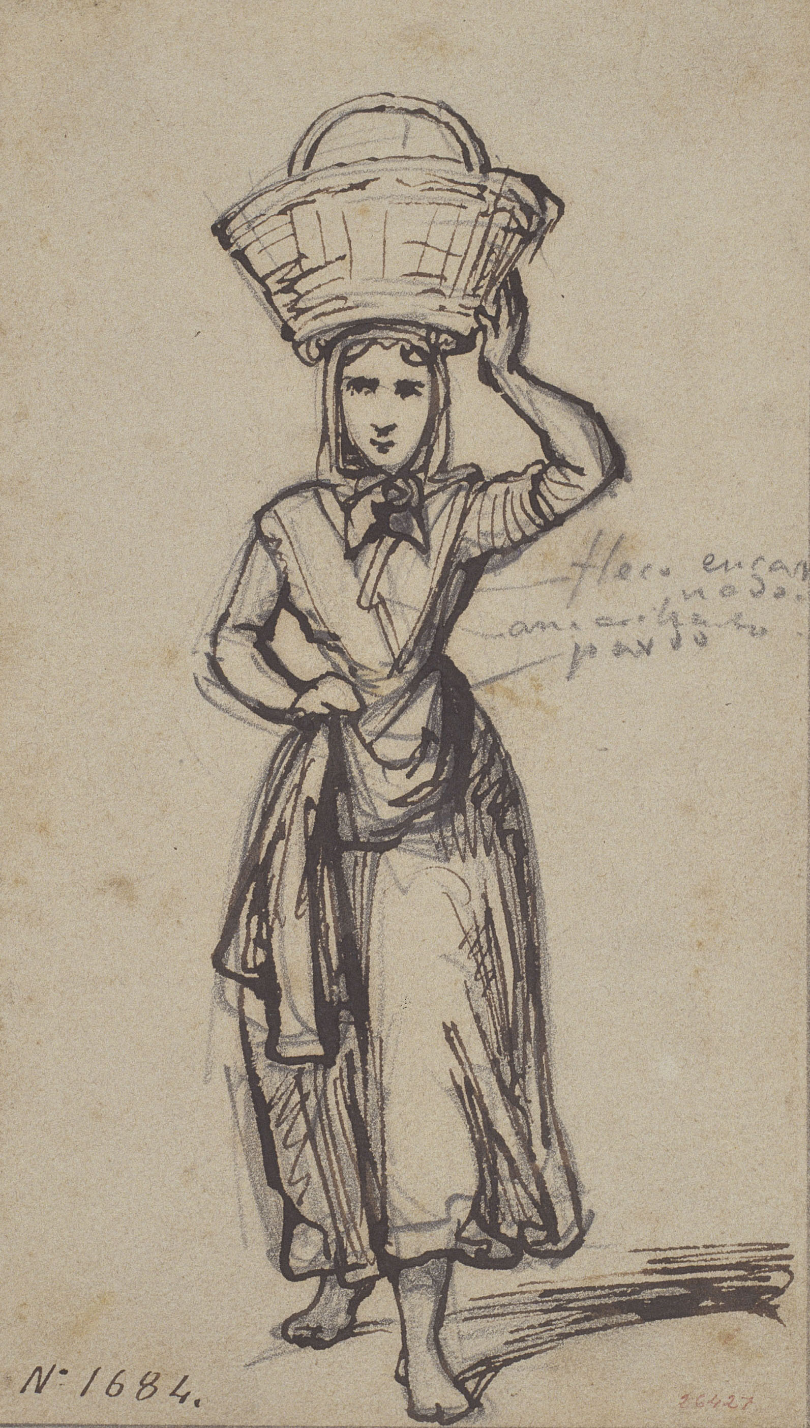 image for: Ramon Martí i Alsina - Pagesa amb un cistell al cap - Cap a 1860-1865