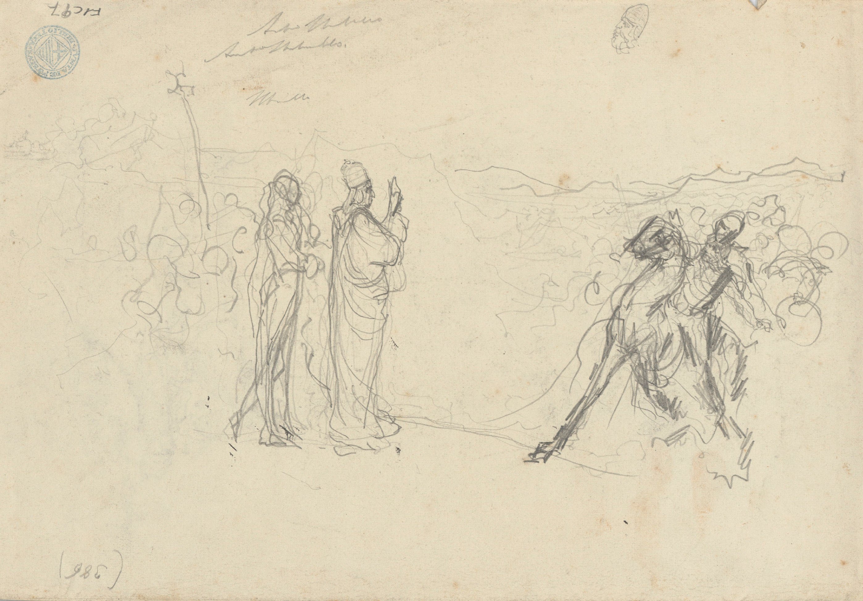 image for: Antoni Utrillo - Entrevista del Papa Lleó I el Magne amb el rei Àtila (anvers) / Estudi de l'entrevista del Papa Lleó I el Magne amb el rei Àtila (revers) - Cap a 1908 [1]