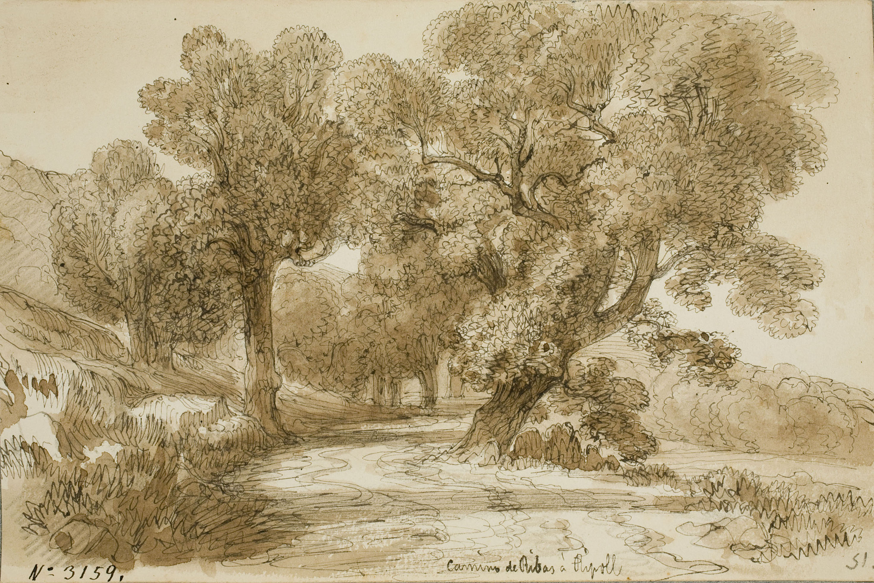 Lluís Rigalt - Camino de Ribas a Ripoll - Cap a 1851 image for: Lluís Rigalt - Camino de Ribas a Ripoll - Cap a 1851