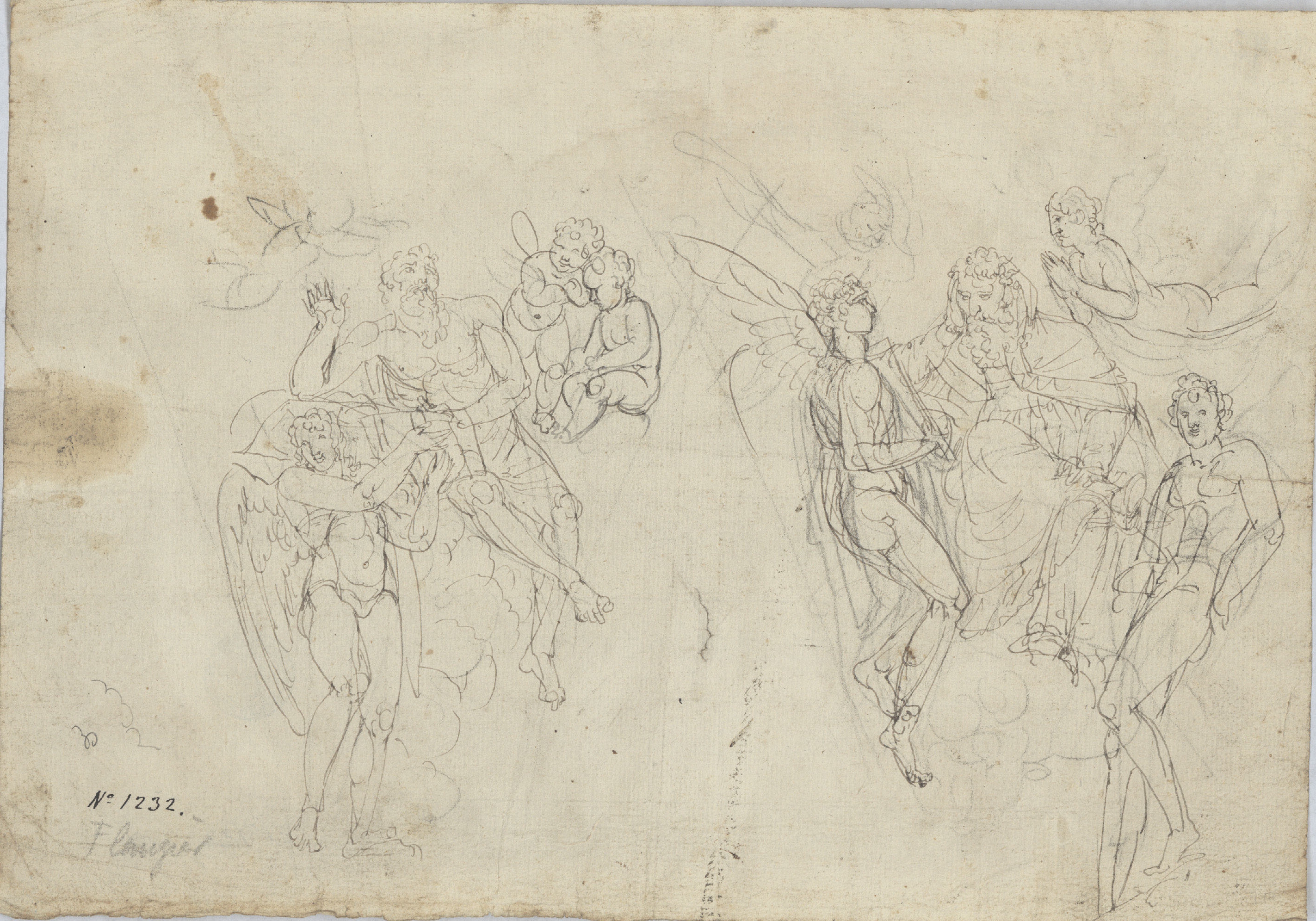 image for: Josep Bernat Flaugier - Estudis de figura per a la pintura decorativa de la cúpula de l'església de Sant Sever i sant Carles Borromeu - Cap a 1802-1803