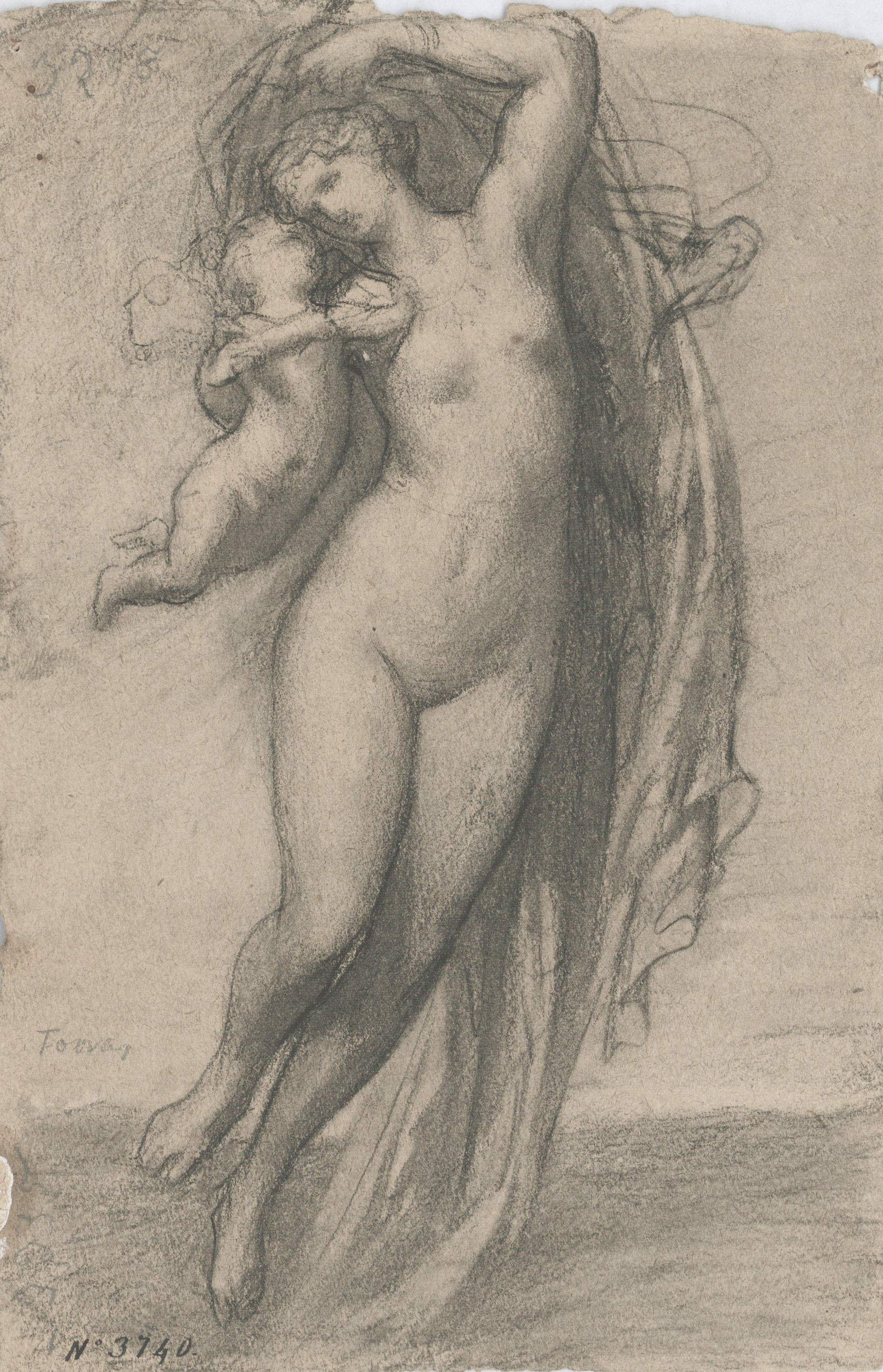 image for: Francesc Torras - La Nit i el seu fill el Somni (anvers) / Composició històrica (revers) - Cap a 1865-1875