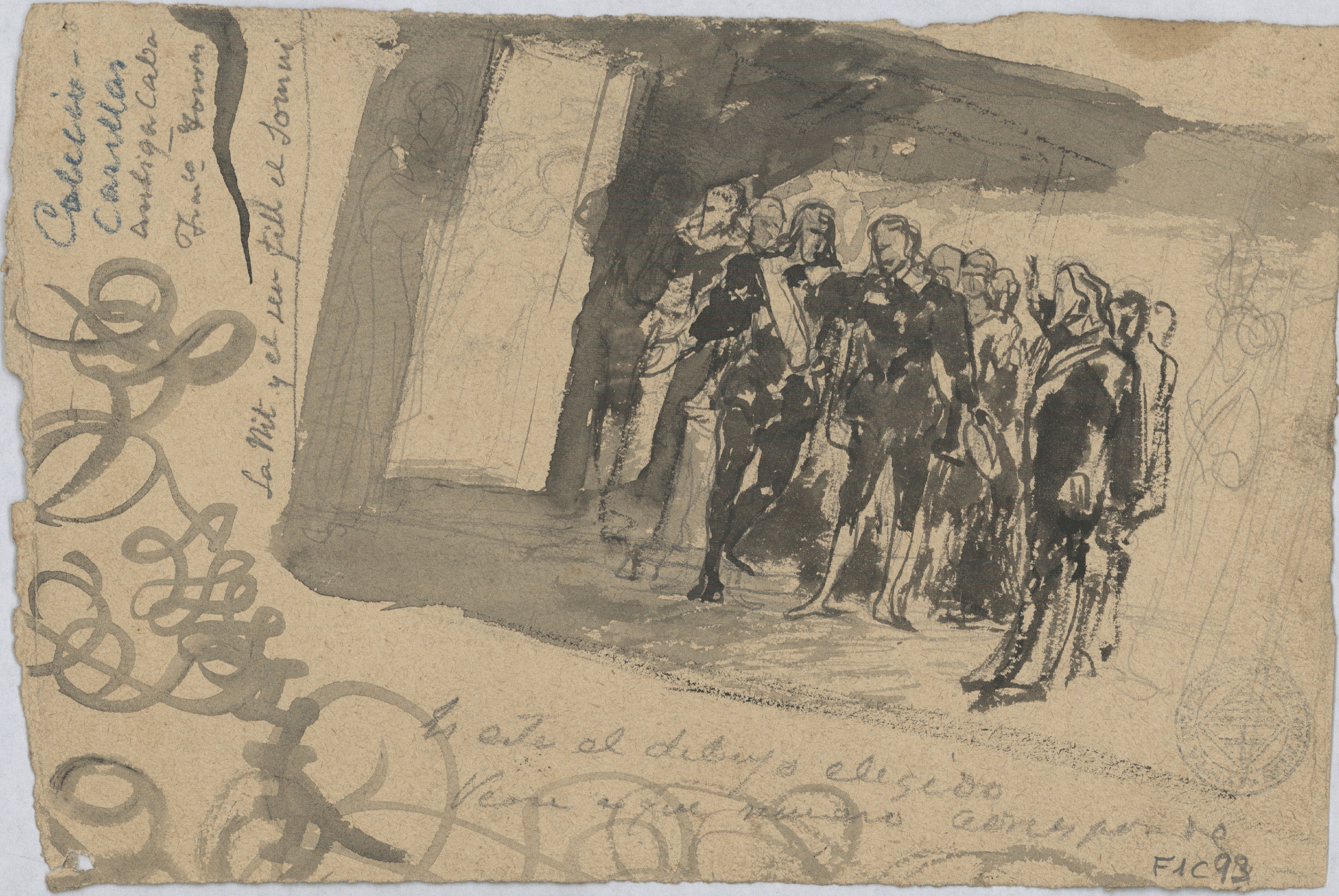 image for: Francesc Torras - La Nit i el seu fill el Somni (anvers) / Composició històrica (revers) - Cap a 1865-1875 [1]