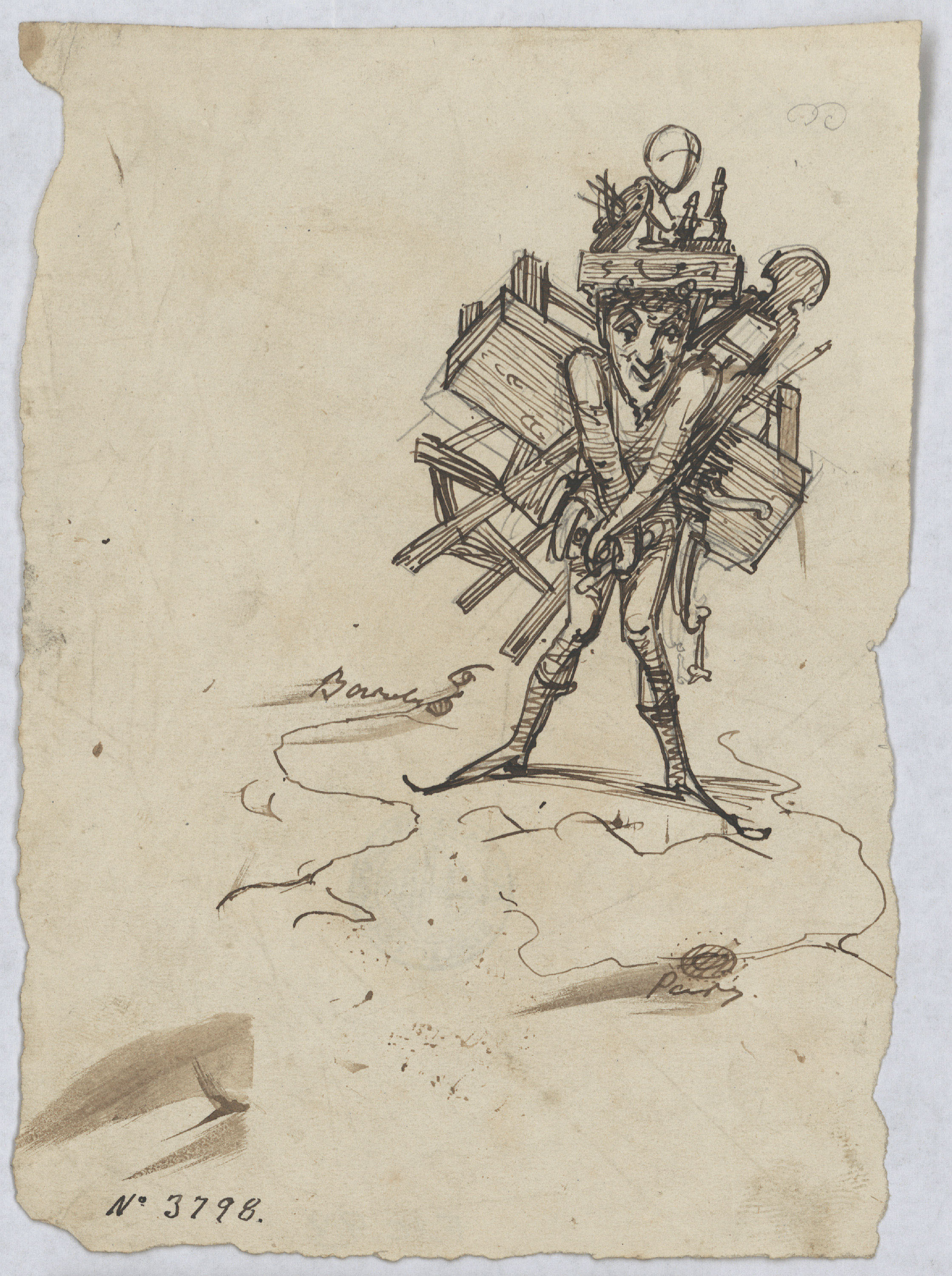 image for: Francesc Torras - Autocaricatura [?] - Cap a 1855