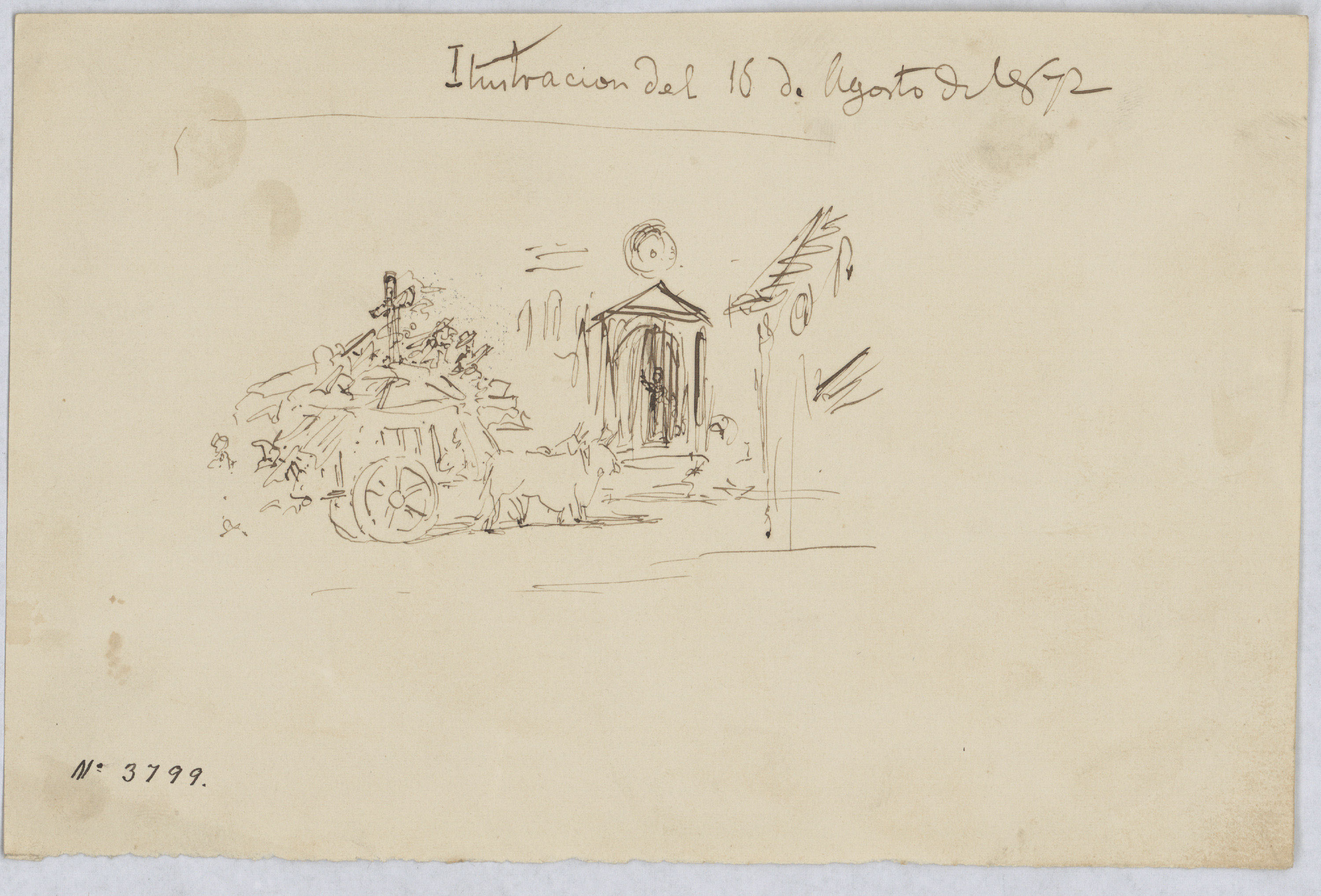 image for: Francesc Torras - Croquis d'un carro arrossegat per bous - 16 d'agost de 1872