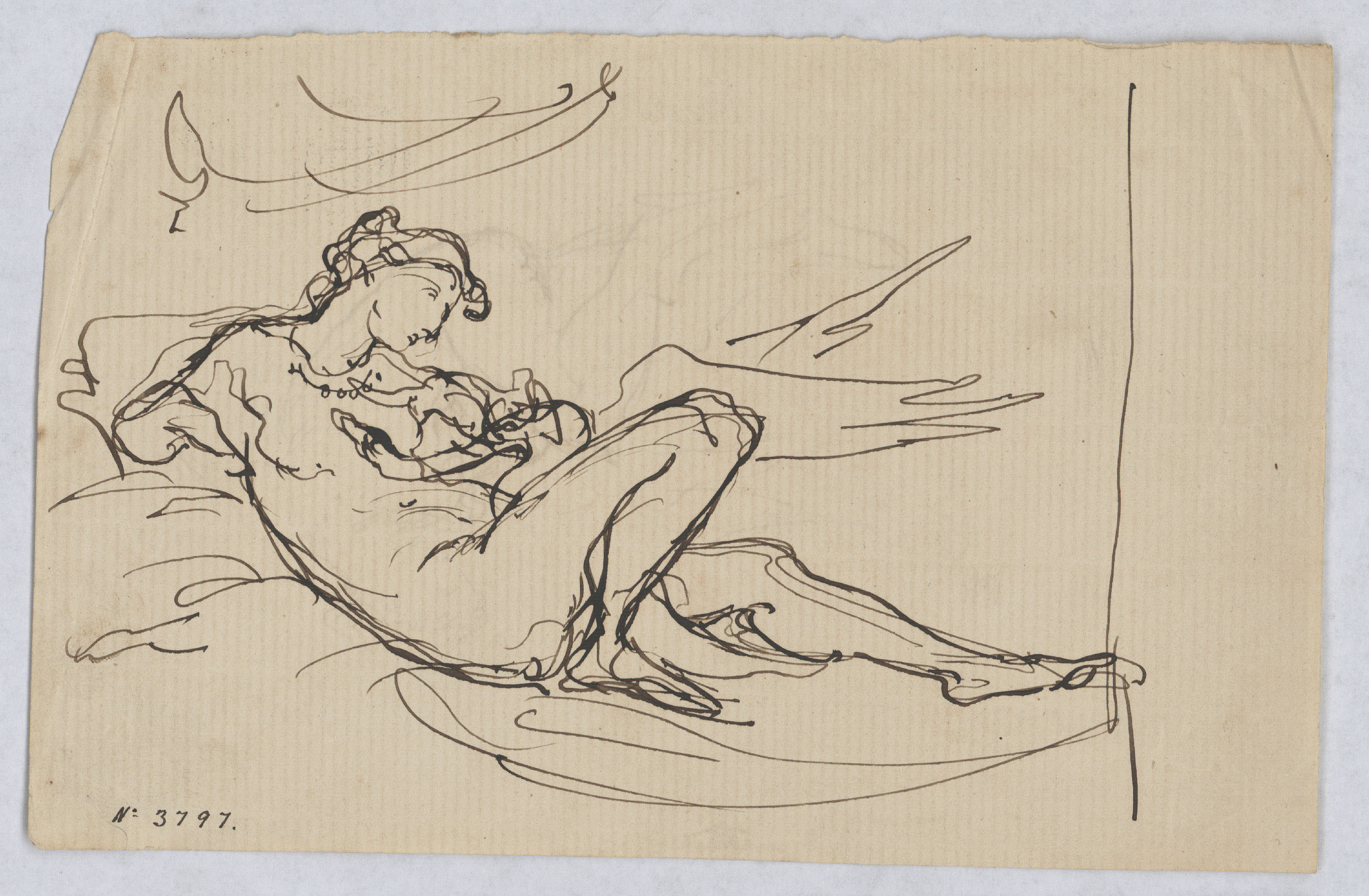 image for: Francesc Torras - Júpiter i Leda (anvers) / Croquis de Júpiter i Leda (revers) - Cap a 1860