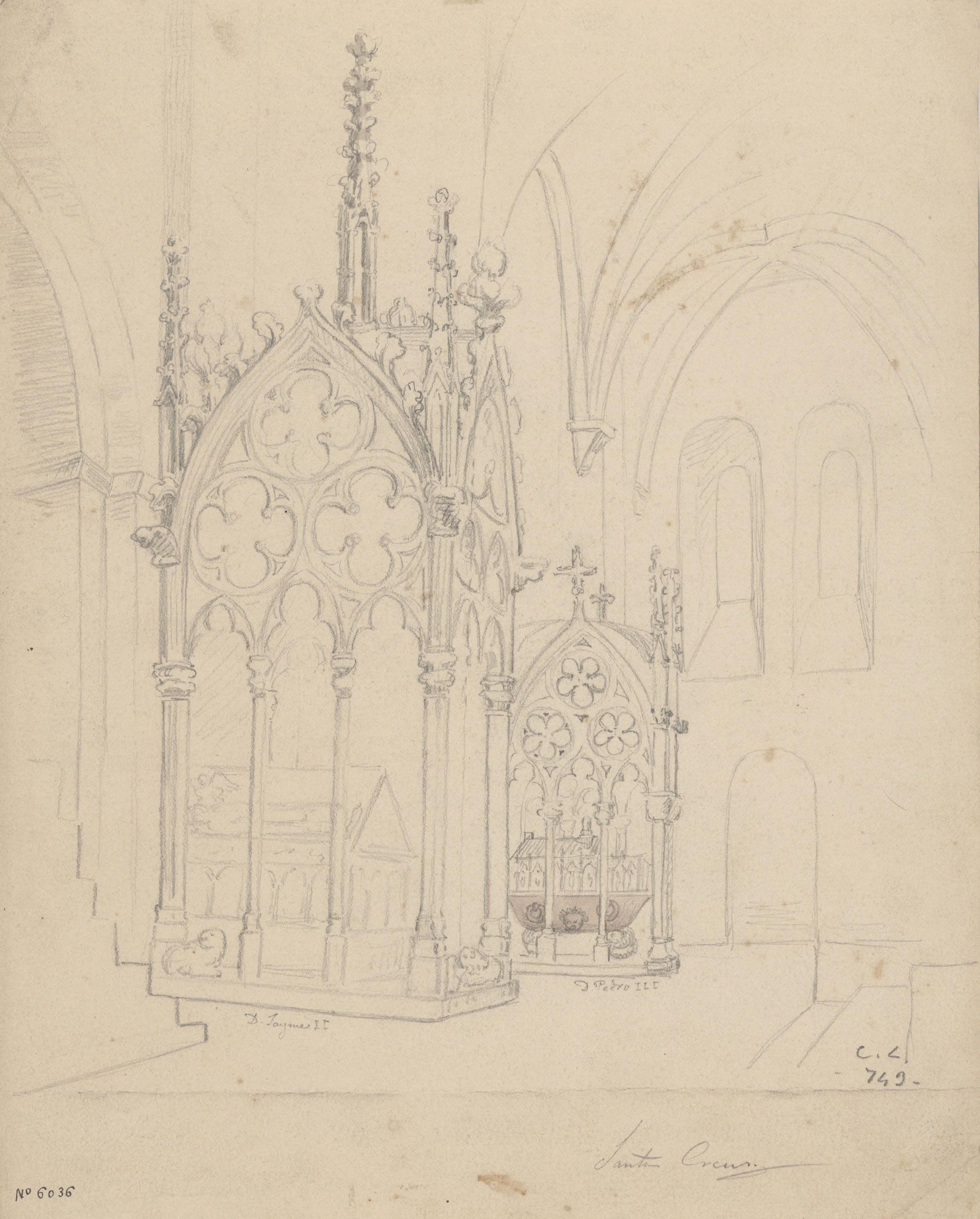 image for: Claudi Lorenzale - Sepulcre de Jaume II i Pere III al monestir de Santes Creus - Cap a 1840-1850