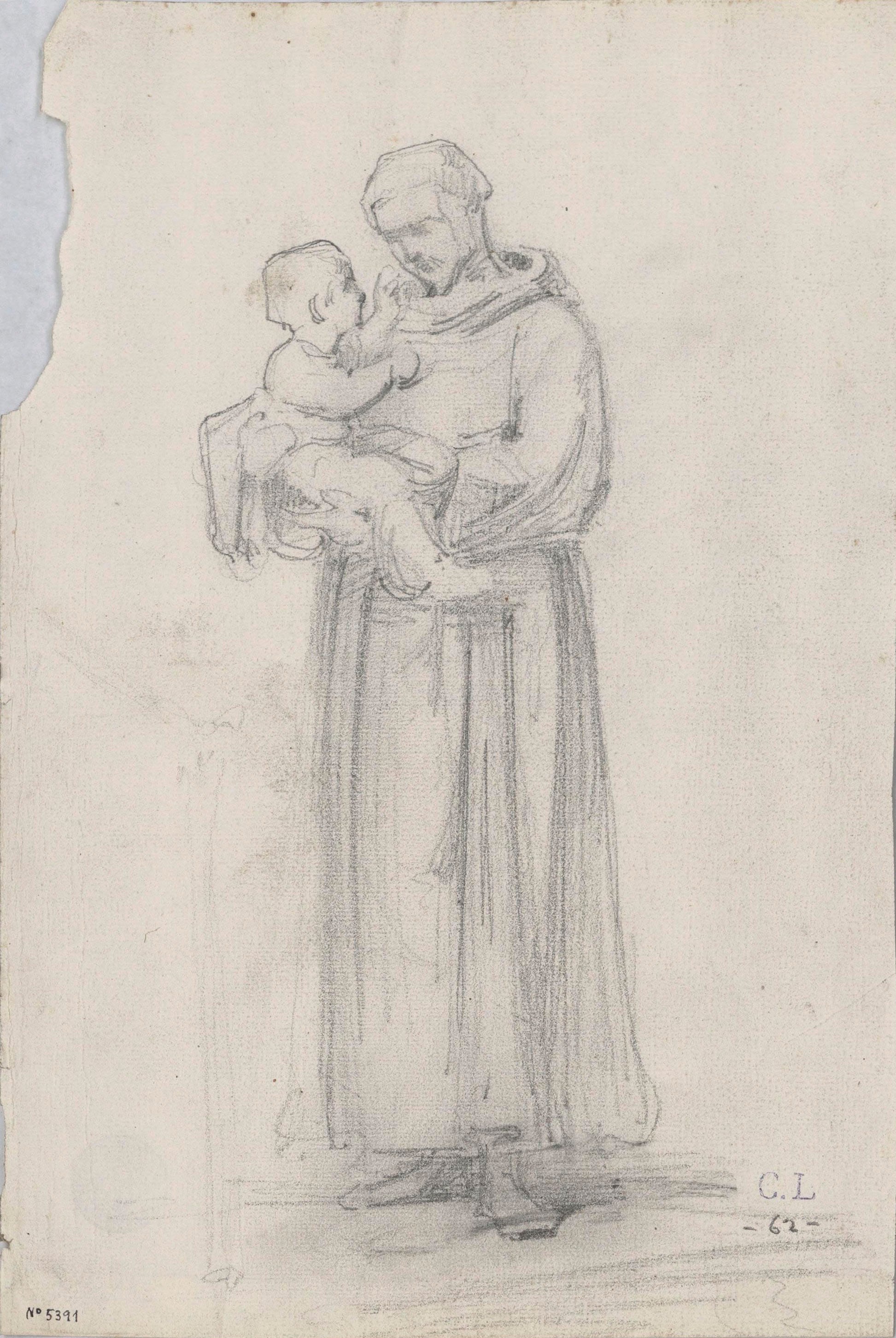 image for: Claudi Lorenzale - Sant Antoni de Pàdua [?] - Cap a 1850-1870
