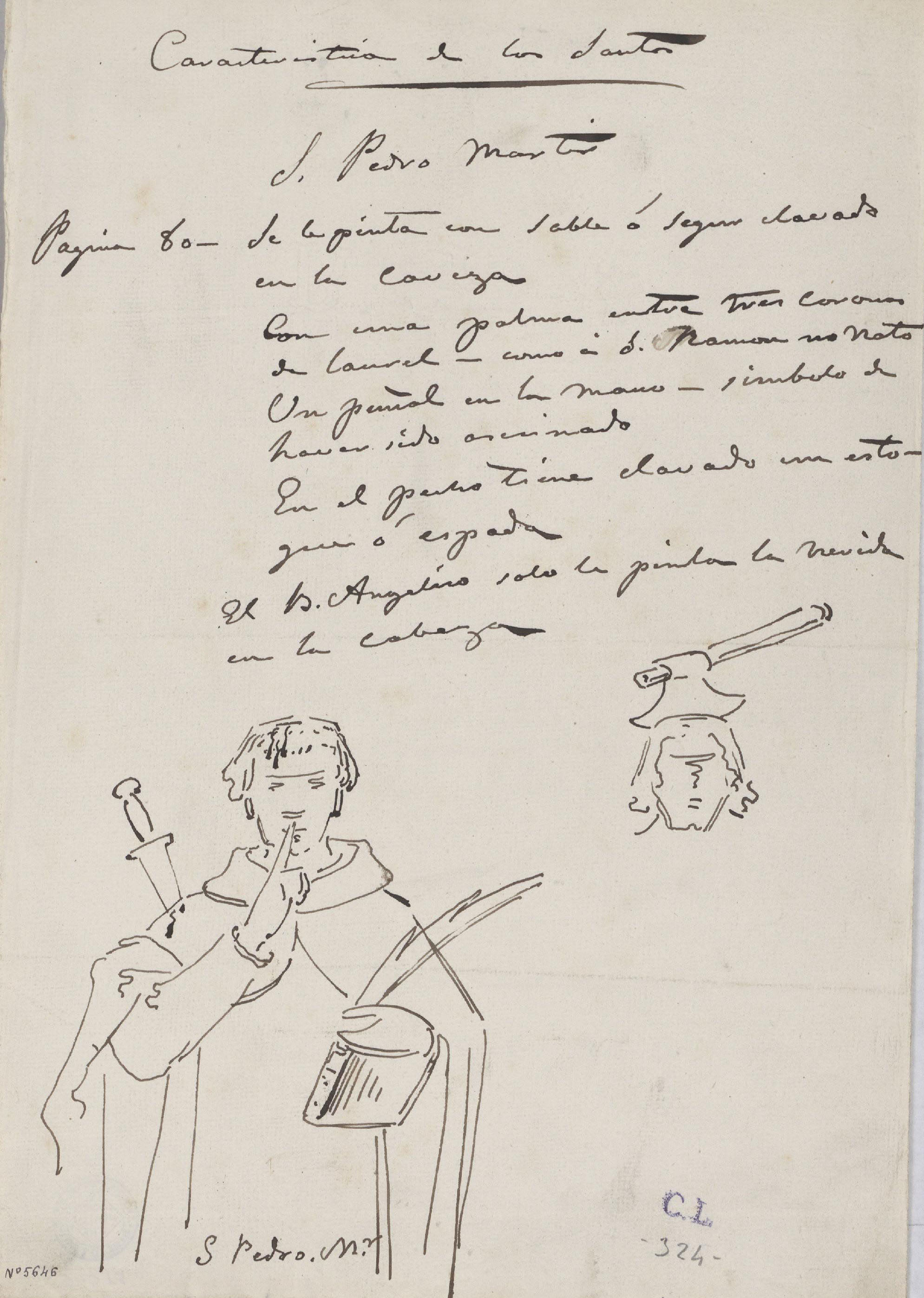 Claudi Lorenzale - Sant Pere Màrtir - Cap a 1850-1870 image for: Claudi Lorenzale - Sant Pere Màrtir - Cap a 1850-1870