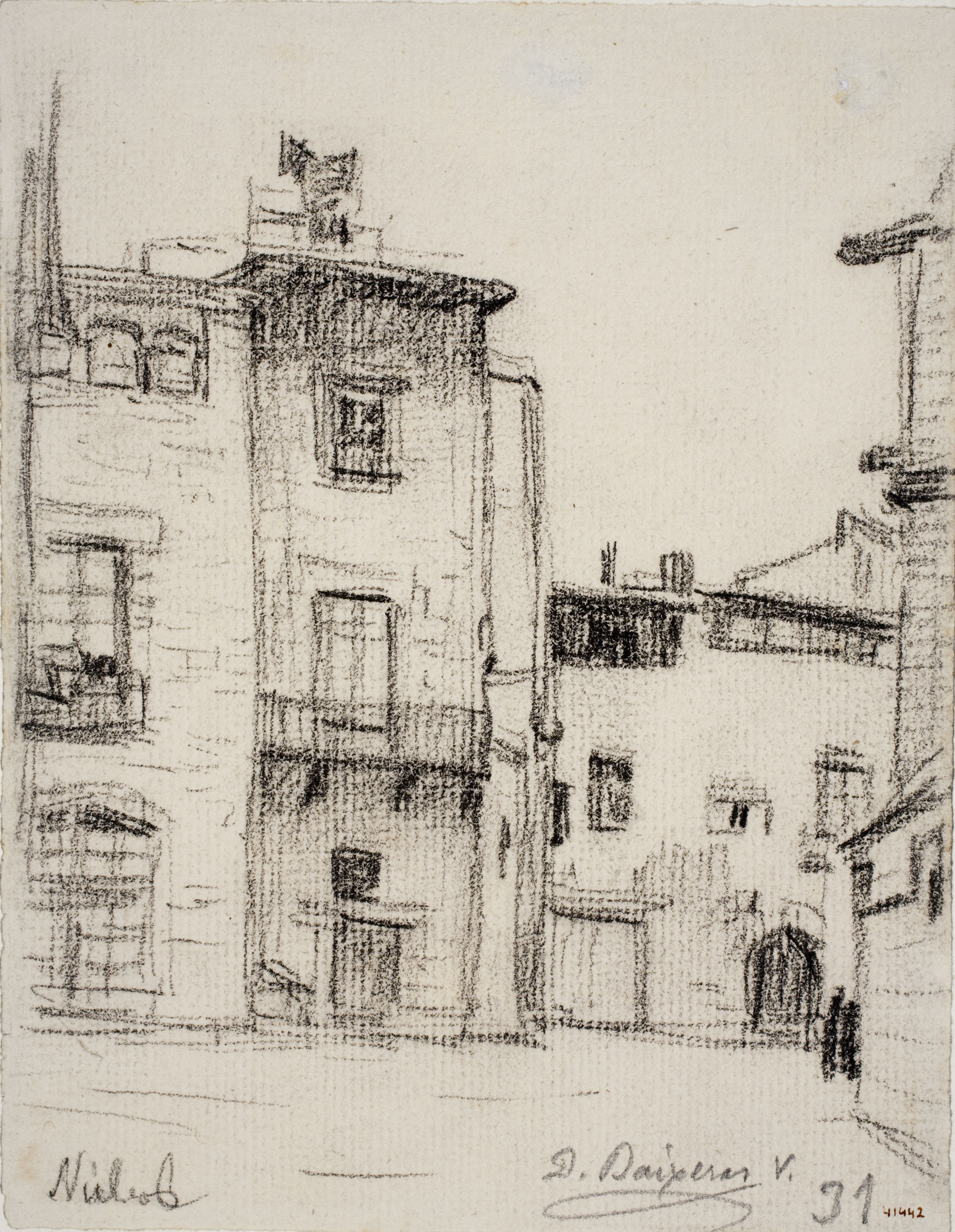 Dionís Baixeras - Carrer de la Pietat. Cases dels canonges - Cap a 1908 image for: Dionís Baixeras - Carrer de la Pietat. Cases dels canonges - Cap a 1908