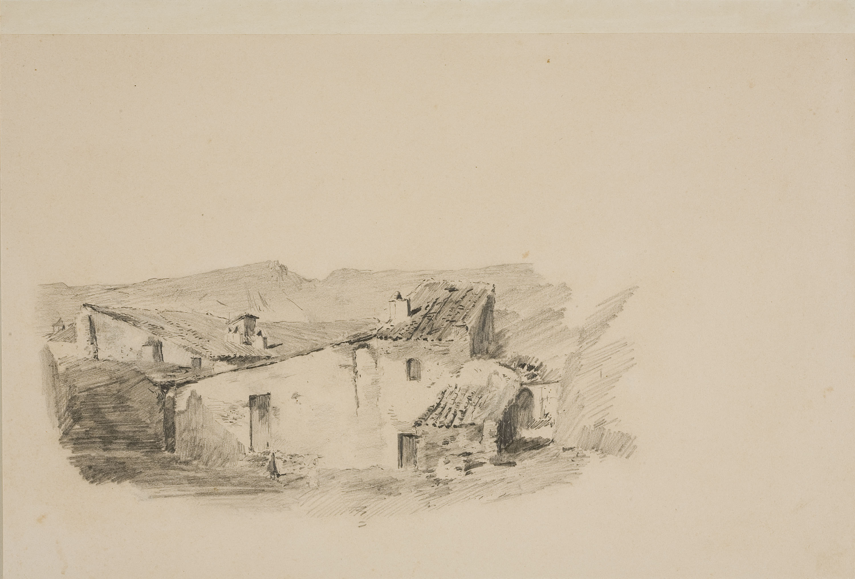 image for: Francesc Gimeno - Carrer de Tortosa (anvers) / Estudi d'una casa de pagès (revers) - Cap a 1878 [1]