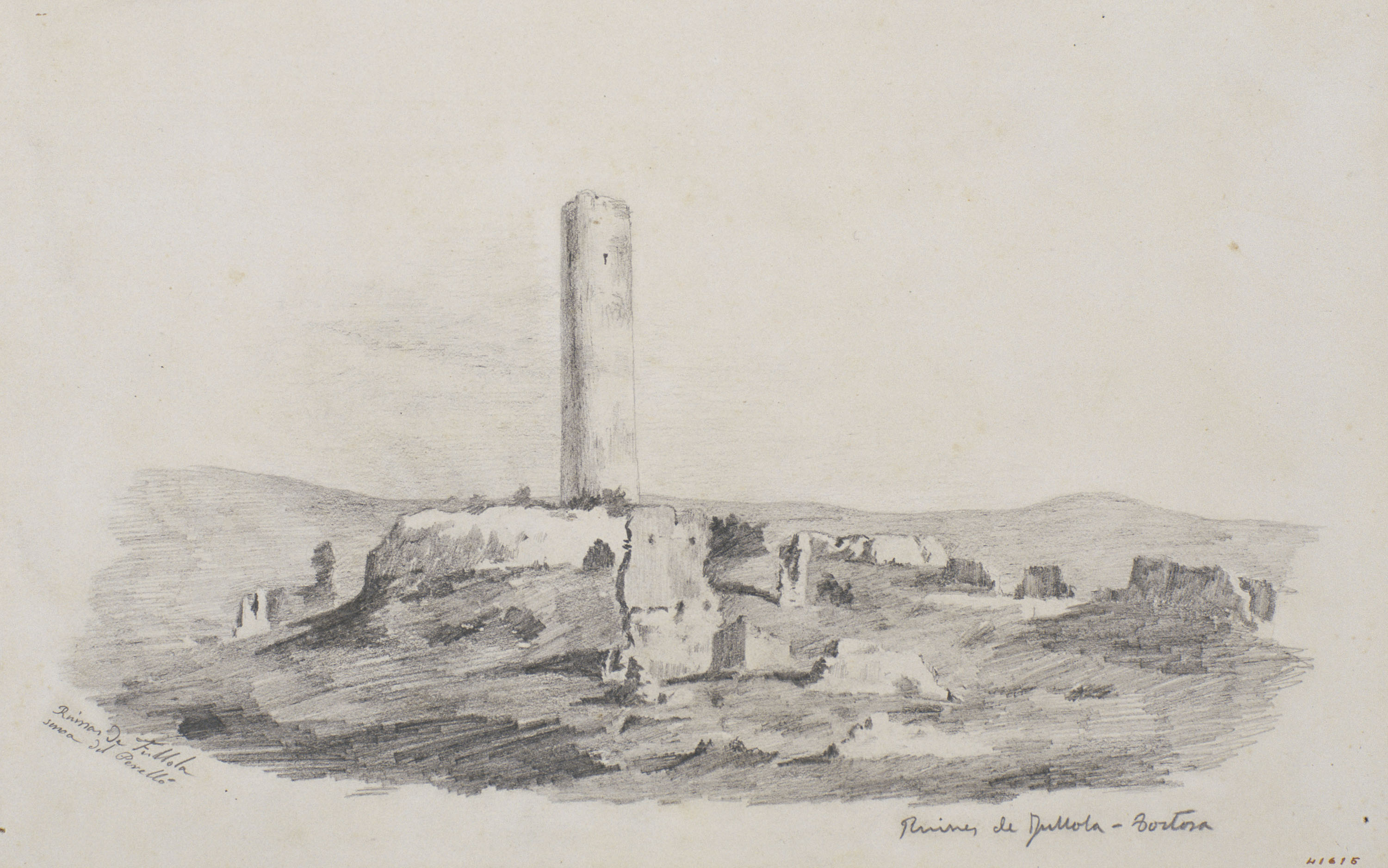 image for: Francesc Gimeno - Ruïnes de Fullola-Tortosa (anvers) / Paisatge amb arbres (revers) - Cap a 1878