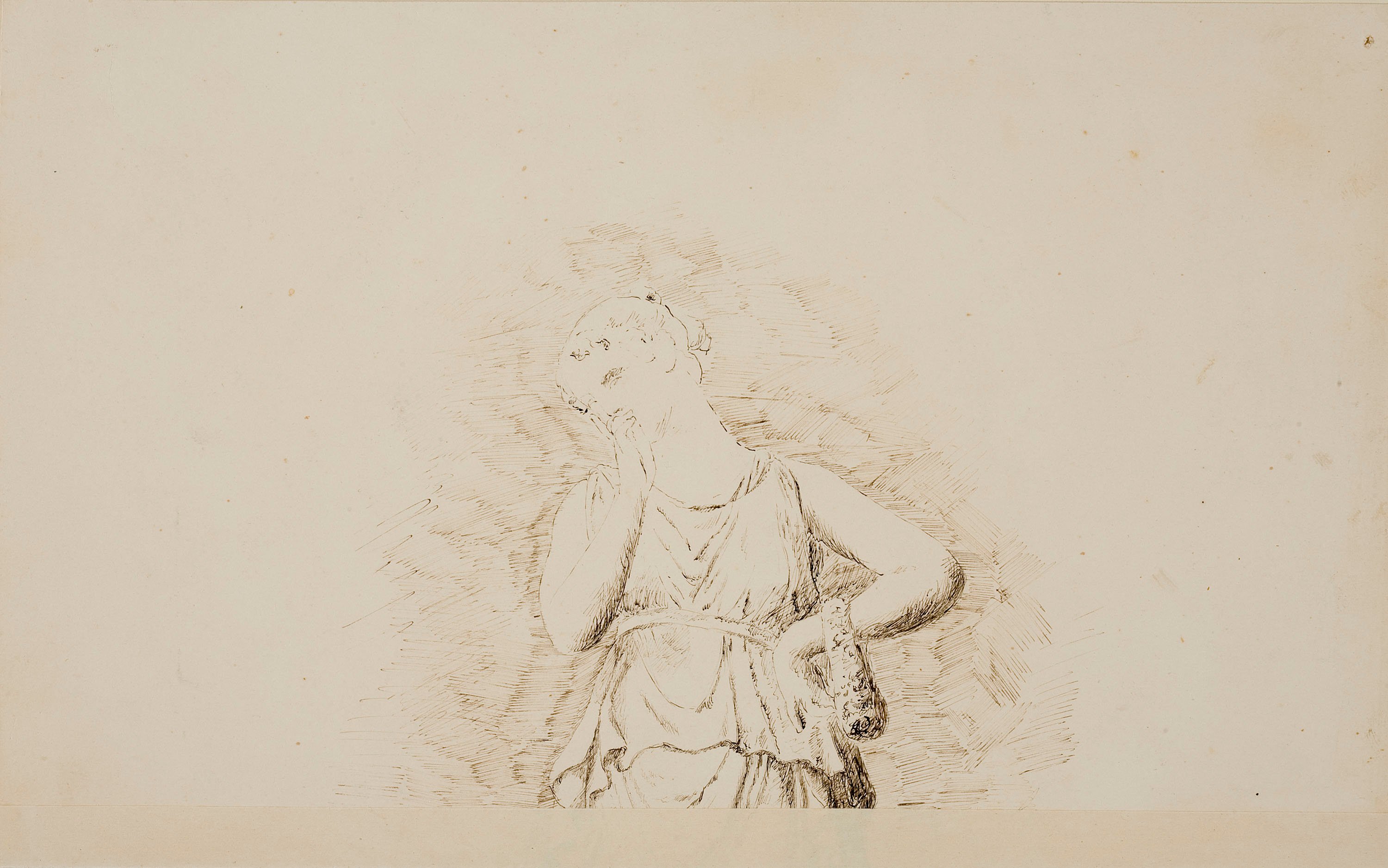 image for: Francesc Gimeno - Ruïnes de Fullola-Tortosa (anvers) / Estudi d'una estàtua antiga (revers) - Cap a 1878 [1]