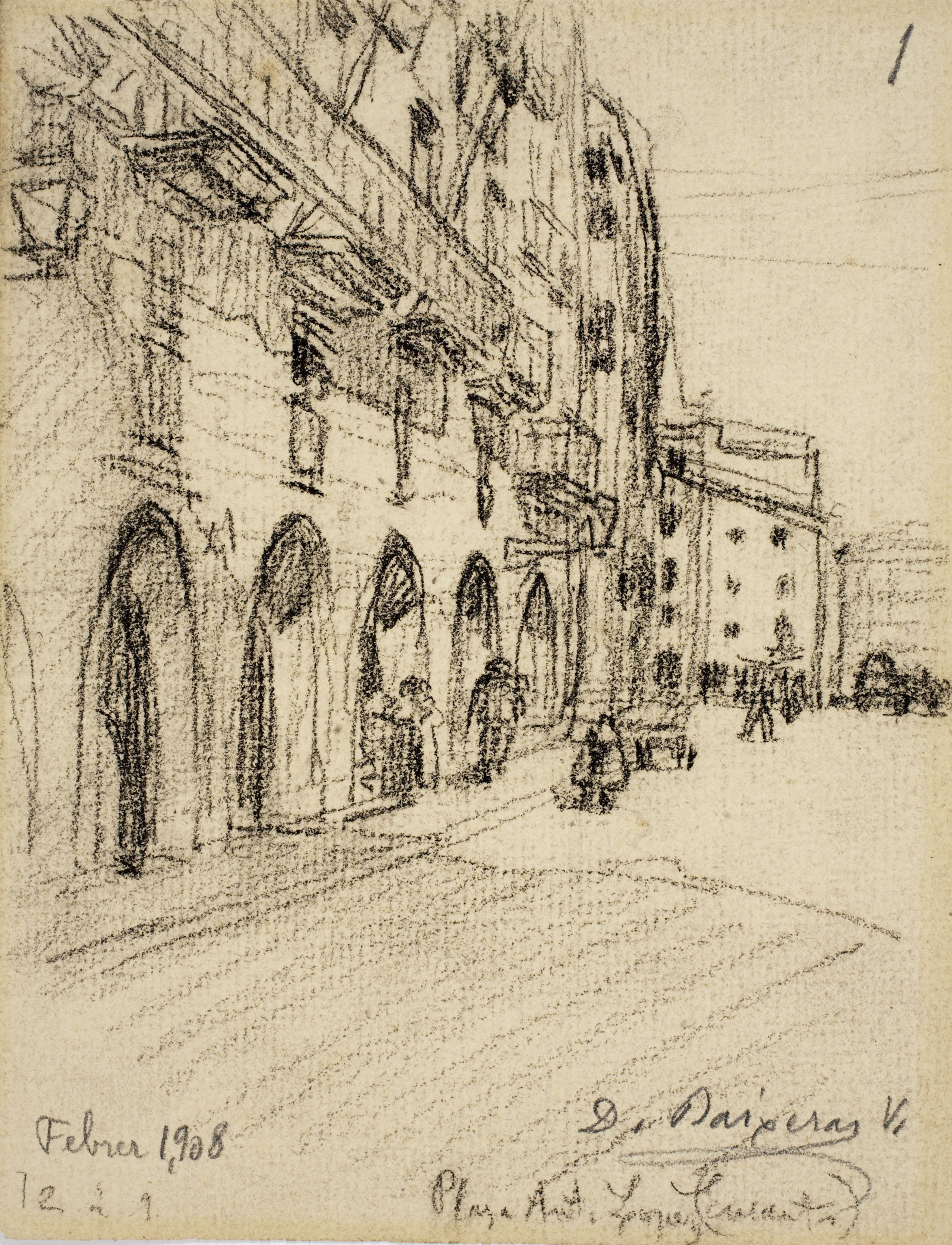 Dionís Baixeras - Porxos dels Encants a la Plaça d'Antonio López - Febrer 1908 image for: Dionís Baixeras - Porxos dels Encants a la Plaça d'Antonio López - Febrer 1908