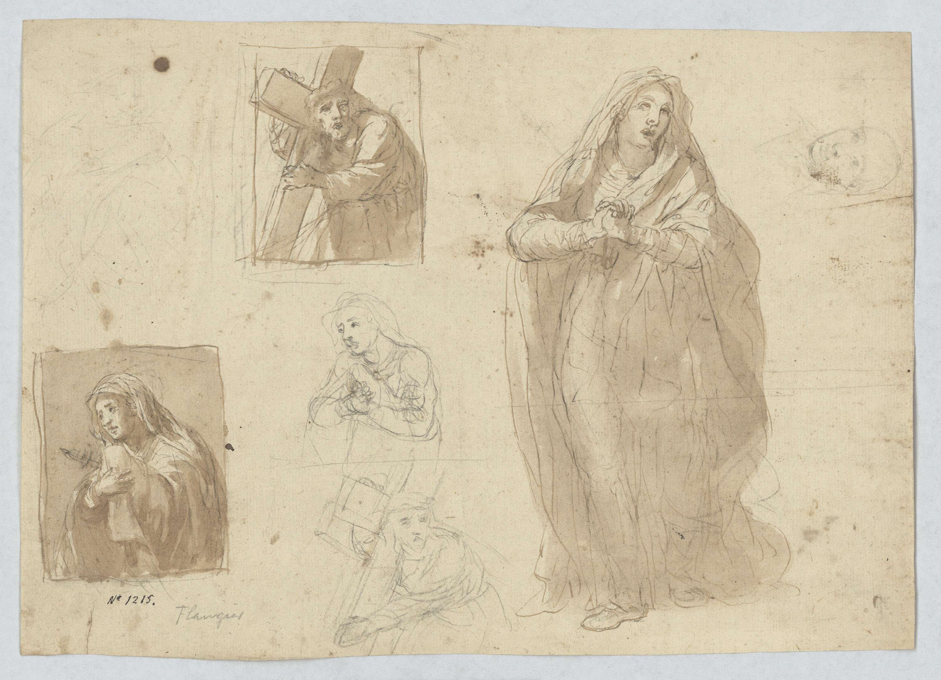 image for: Josep Bernat Flaugier - Estudis de Jesucrist amb la Creu i la Dolorosa - Cap a 1800-1812
