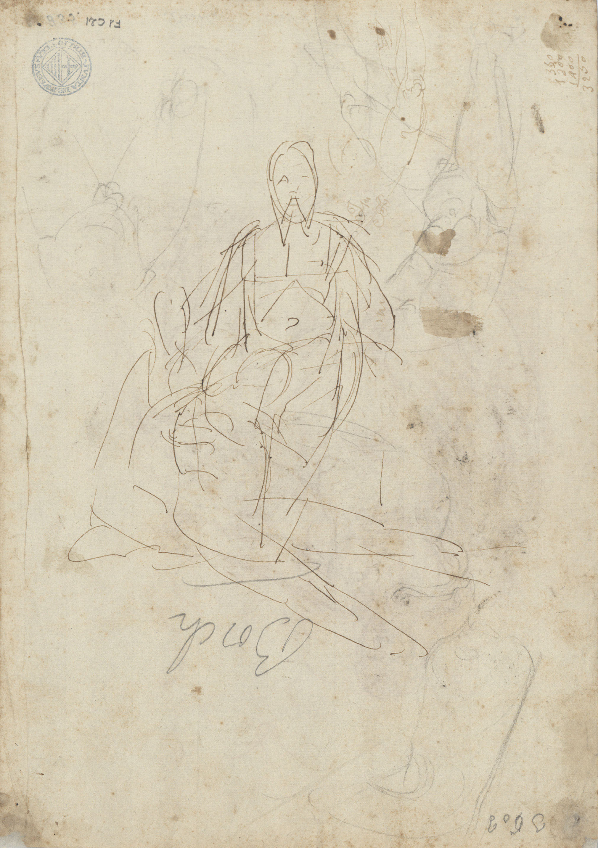 image for: Josep Bernat Flaugier - Estudi anatòmic de figures per a una composició religiosa (anvers) / Croquis d'unes figures (revers) - Cap a 1800-1812 [1]