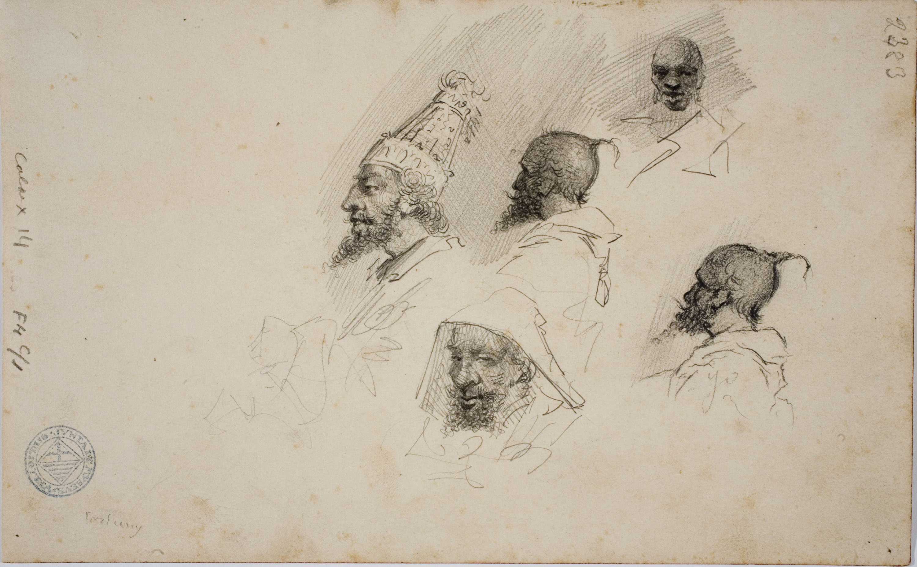 image for: Antoni Fabrés - Àngel (anvers) / Estudi de caps (revers) - Cap a 1875-1878 [1]