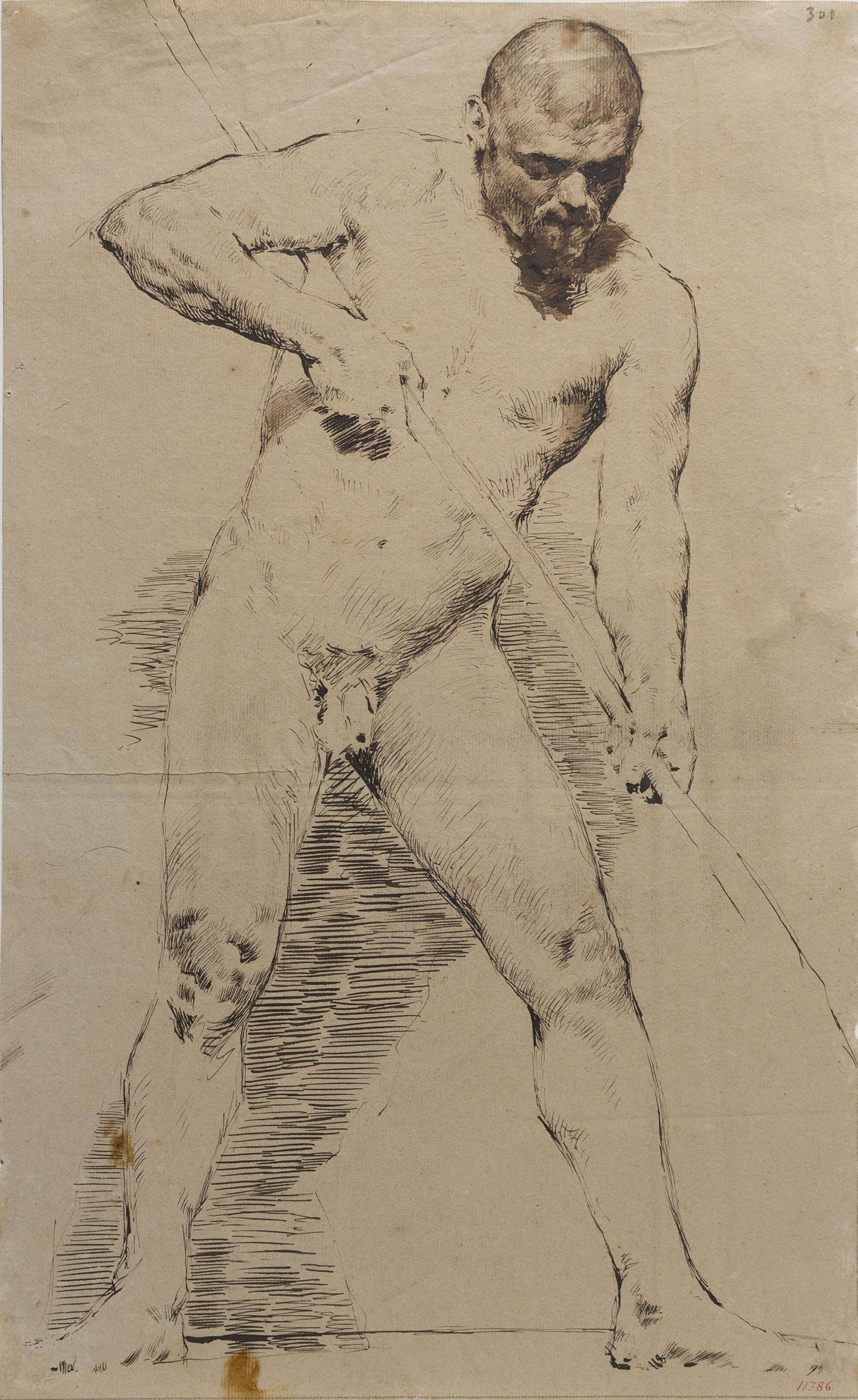 image for: Antoni Fabrés - Estudi de nu masculí - Cap a 1875