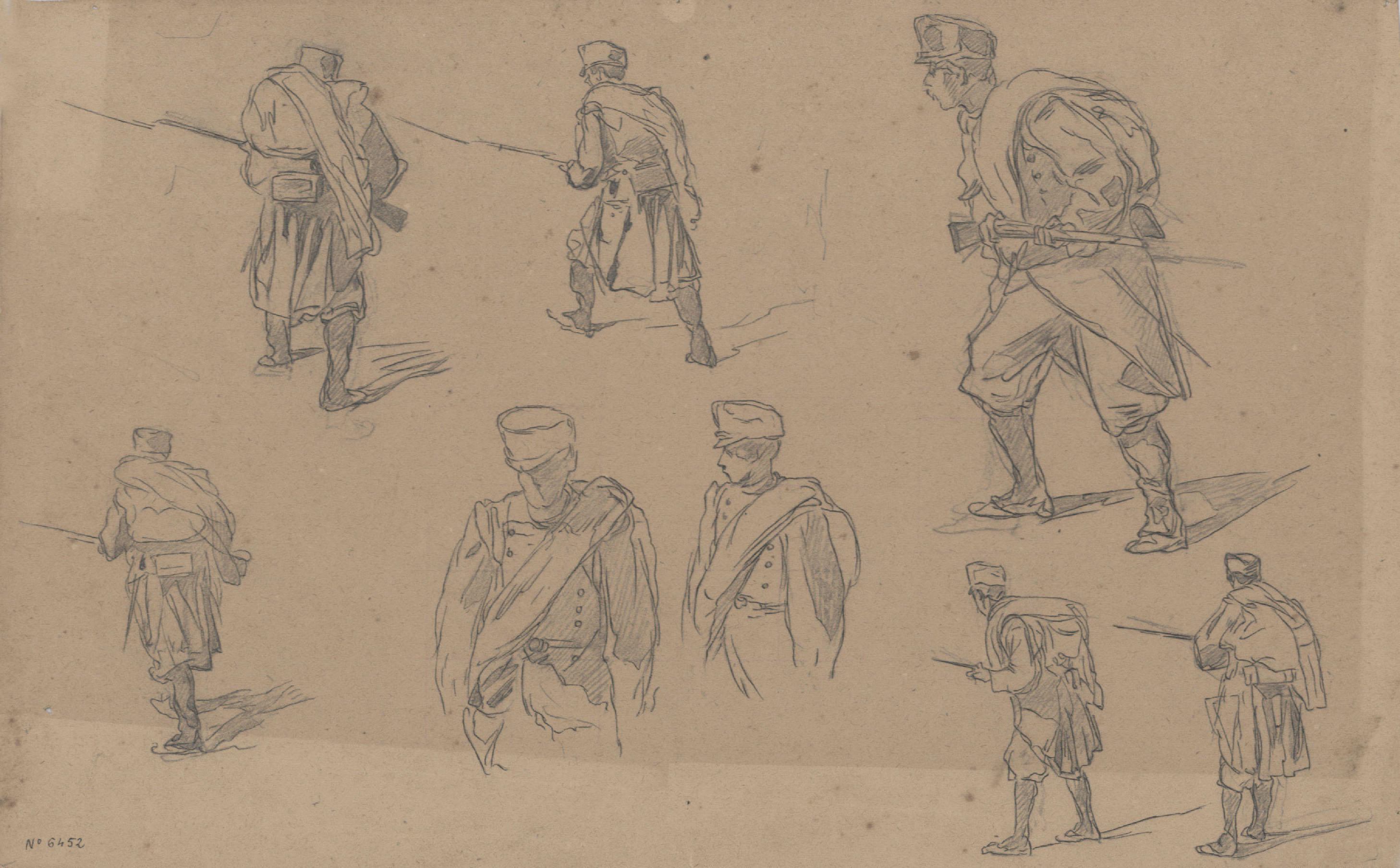 image for: Josep Lluís Pellicer - Apunts de soldats - Cap a 1872-1876