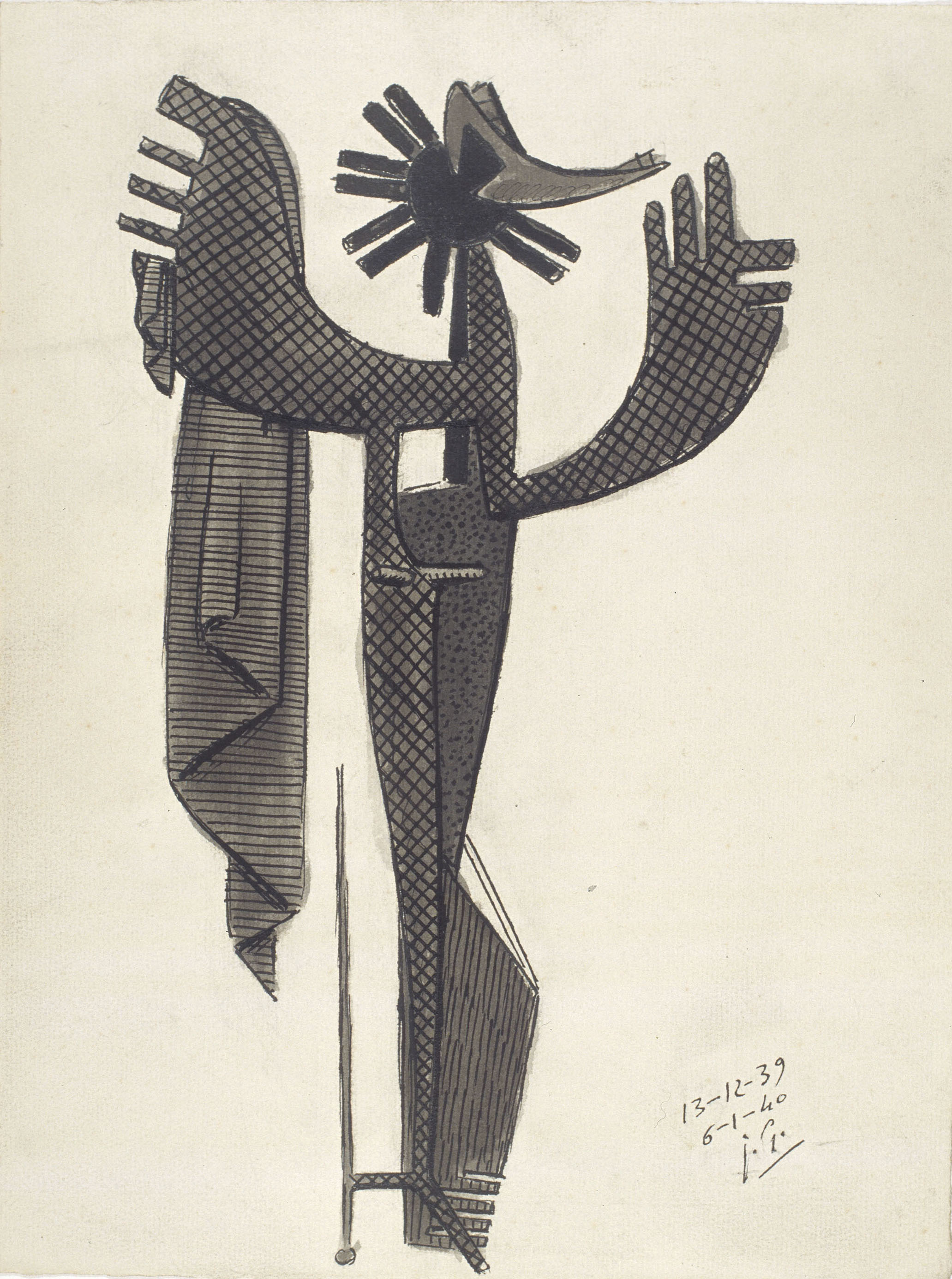 image for: Juli González - Dona abstracta quadriculada (Femme abstraite quadrillée) - 18 de gener de 1940
