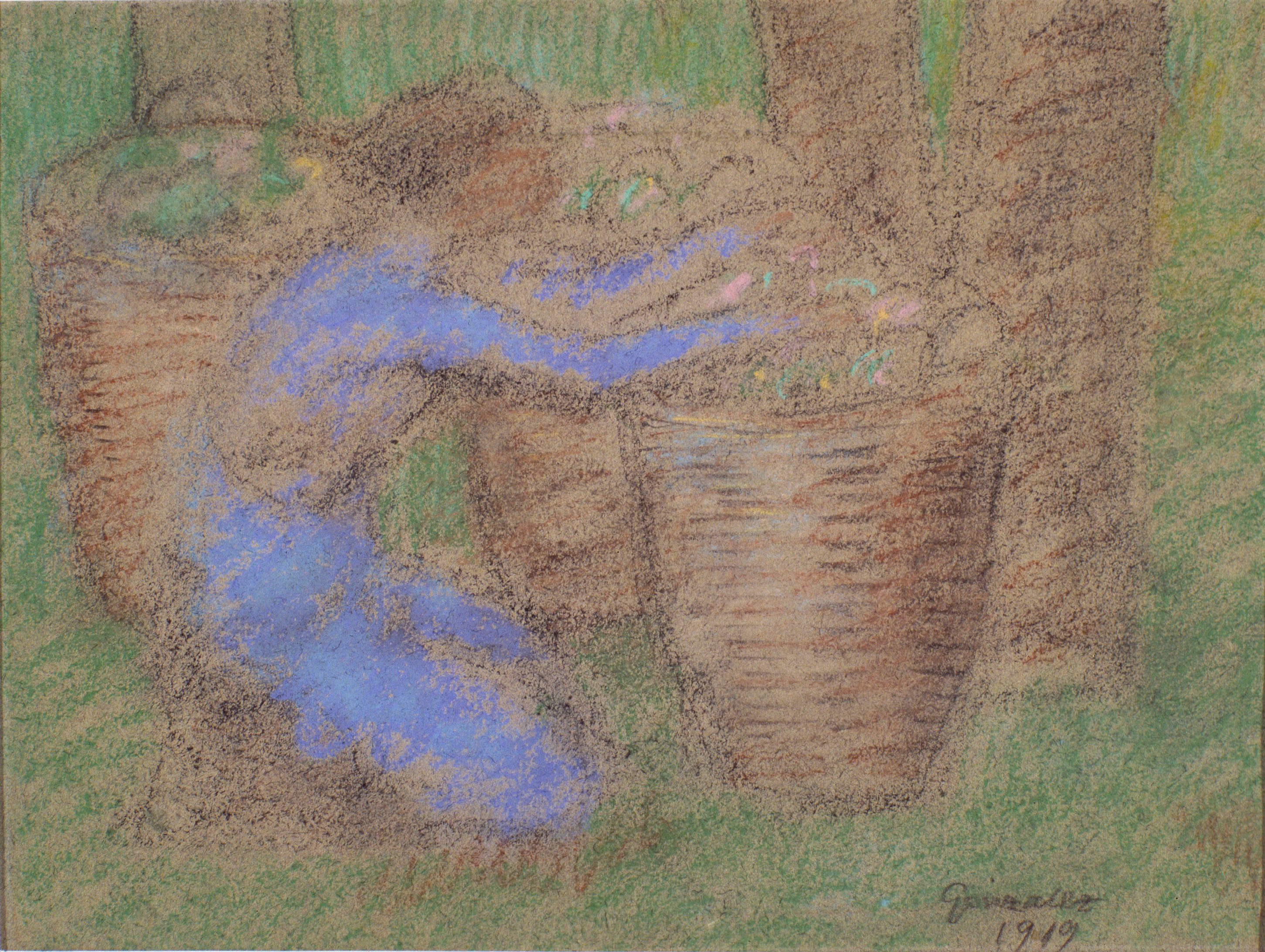 image for: Juli González - Camperola en blau amb grans cistelles (Paysanne en bleu au grands paniers) - 1919