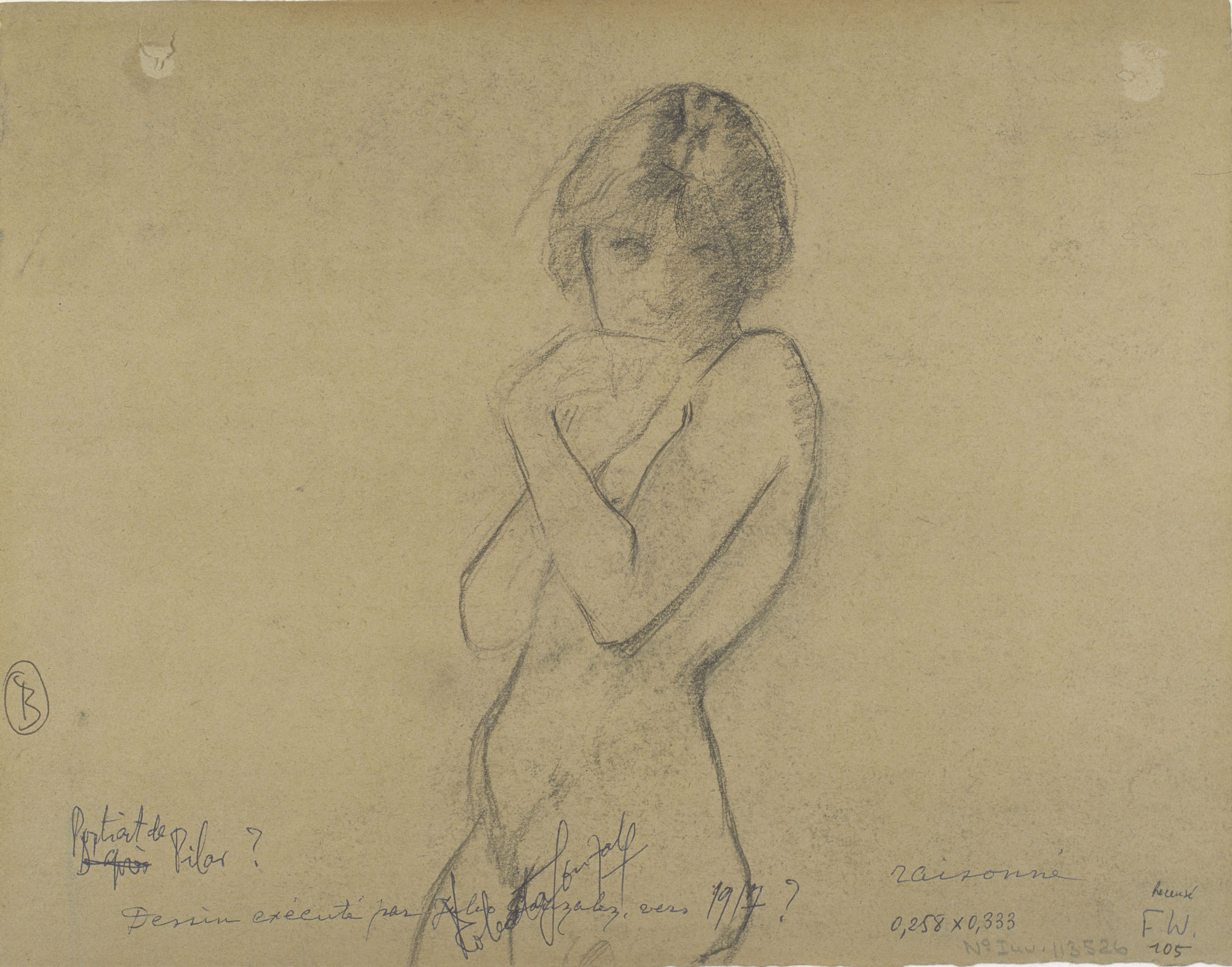 image for: Juli González - Retrat de Pilar (Portrait de Pilar) (anvers). Nu femení (revers) - Cap a 1913-1918 [1]