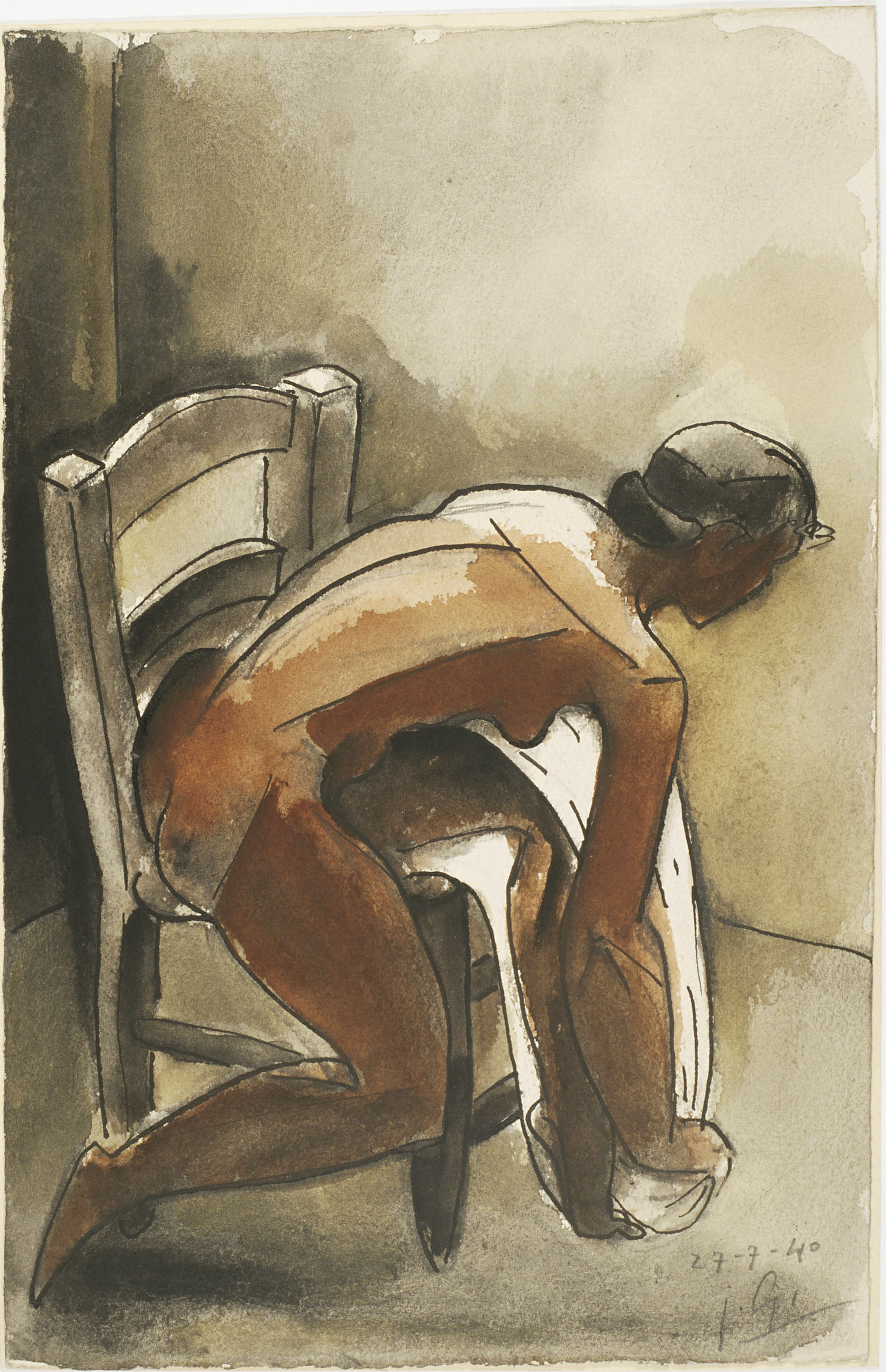 Juli González - Noia que es renta (Jeune femme se lavant) - 1940 image for: Juli González - Noia que es renta (Jeune femme se lavant) - 1940