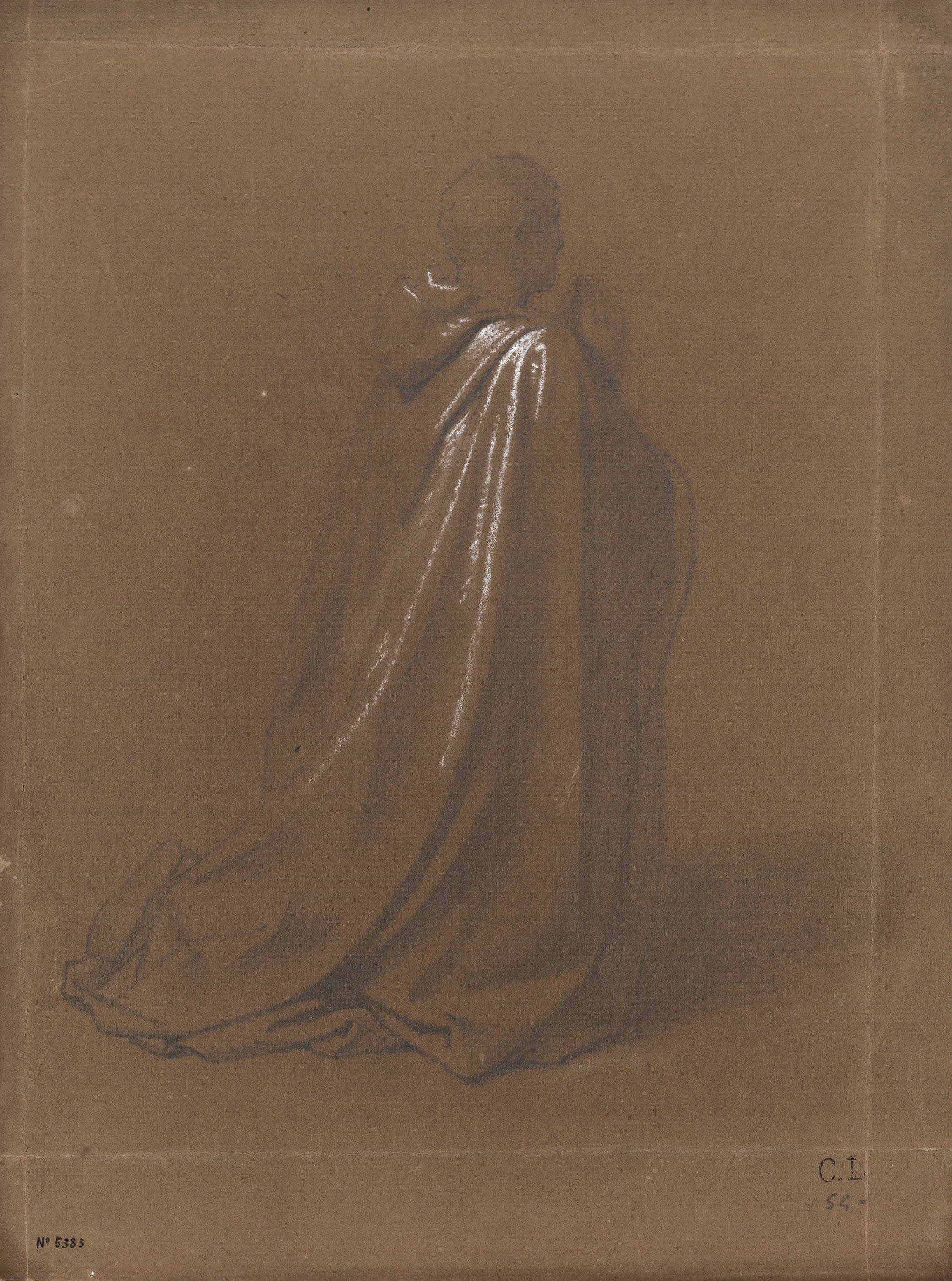 Claudi Lorenzale - Estudi de figura masculina en actitud de pregar - Cap a 1860-1870 image for: Claudi Lorenzale - Estudi de figura masculina en actitud de pregar - Cap a 1860-1870