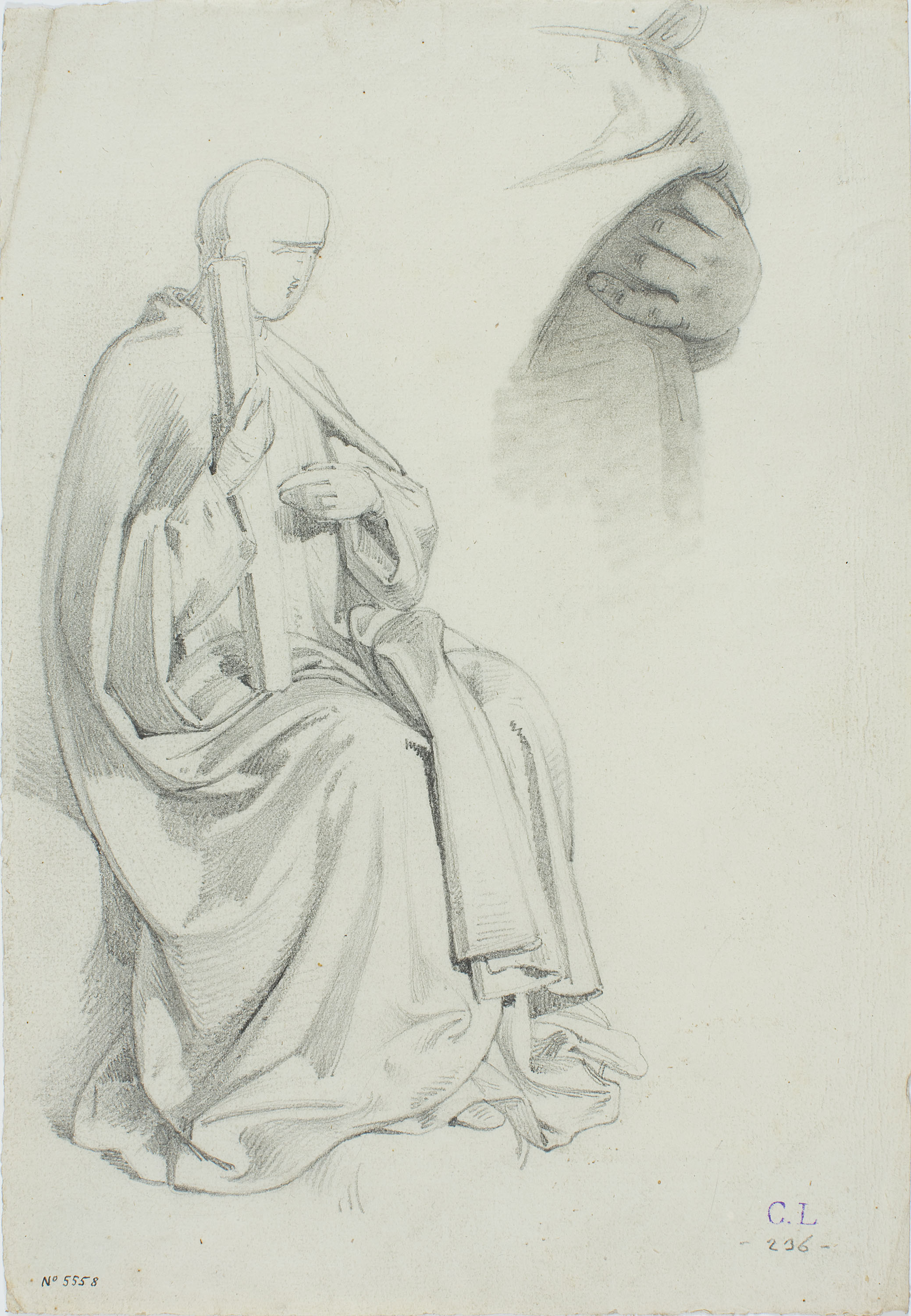 image for: Claudi Lorenzale - Estudis de figura masculina (anvers) / Estudis de figura masculina (revers) - Cap a 1850-1870