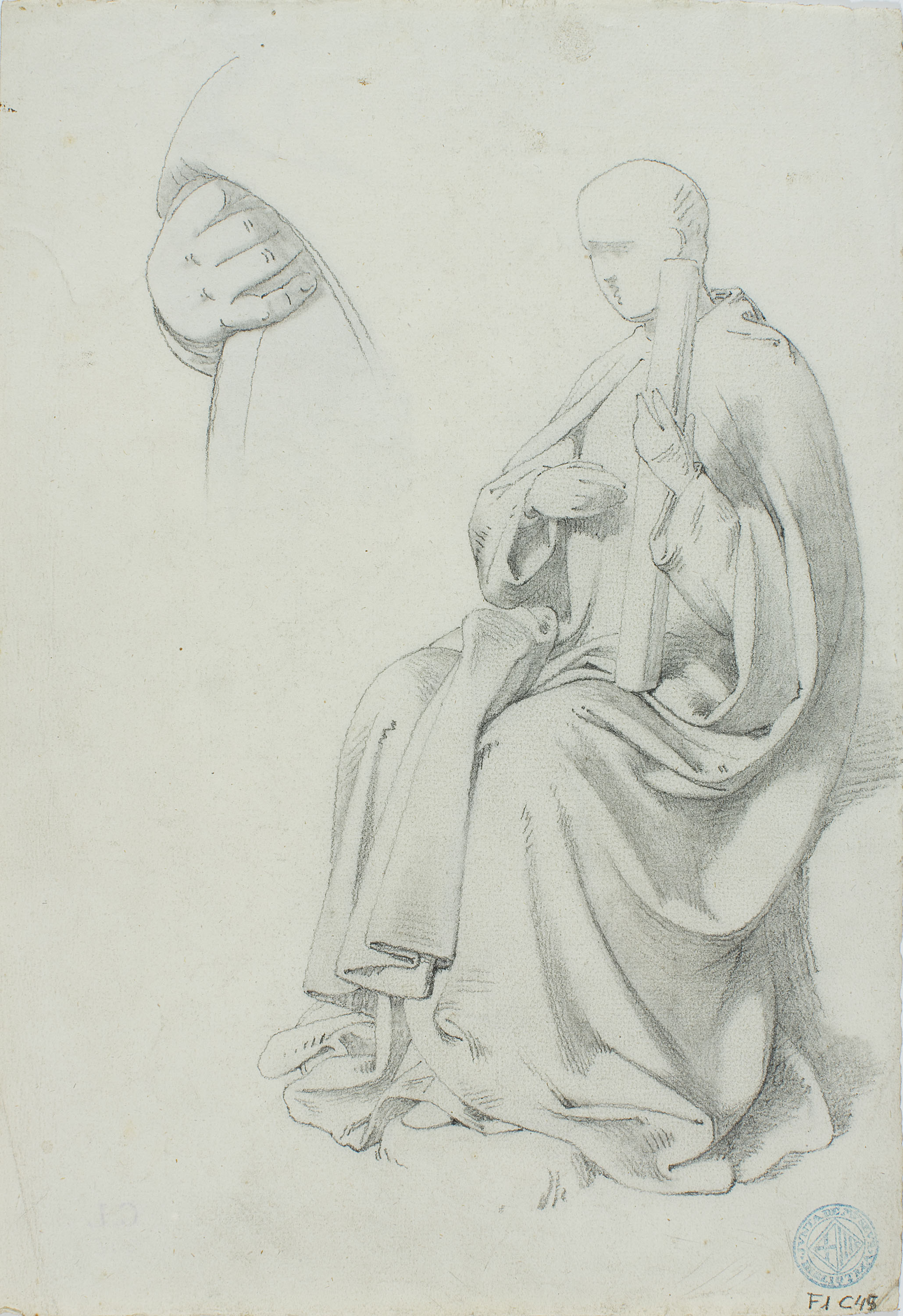 image for: Claudi Lorenzale - Estudis de figura masculina (anvers) / Estudis de figura masculina (revers) - Cap a 1850-1870 [1]