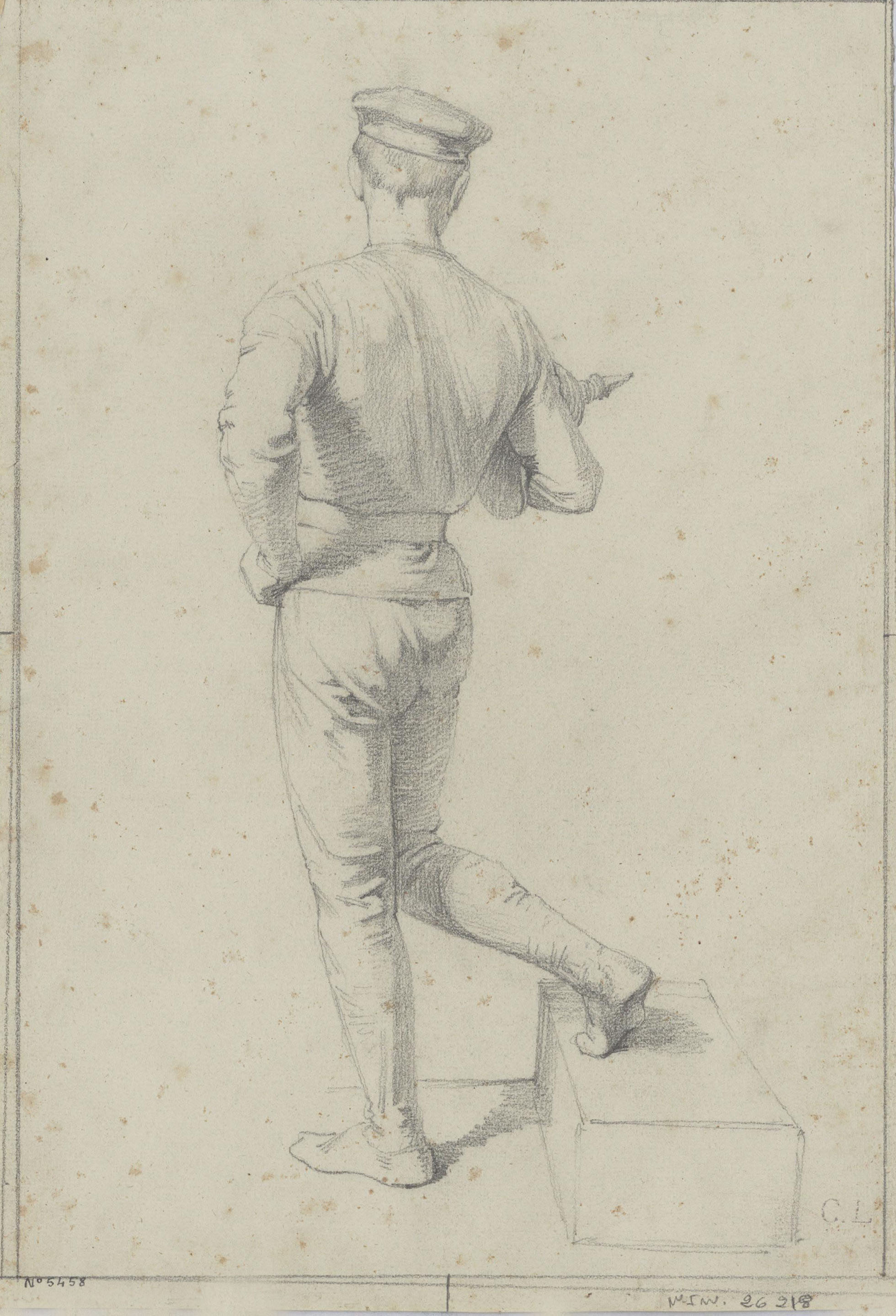 image for: Claudi Lorenzale - Figura masculina baixant un esglaó - Cap a 1850-1870