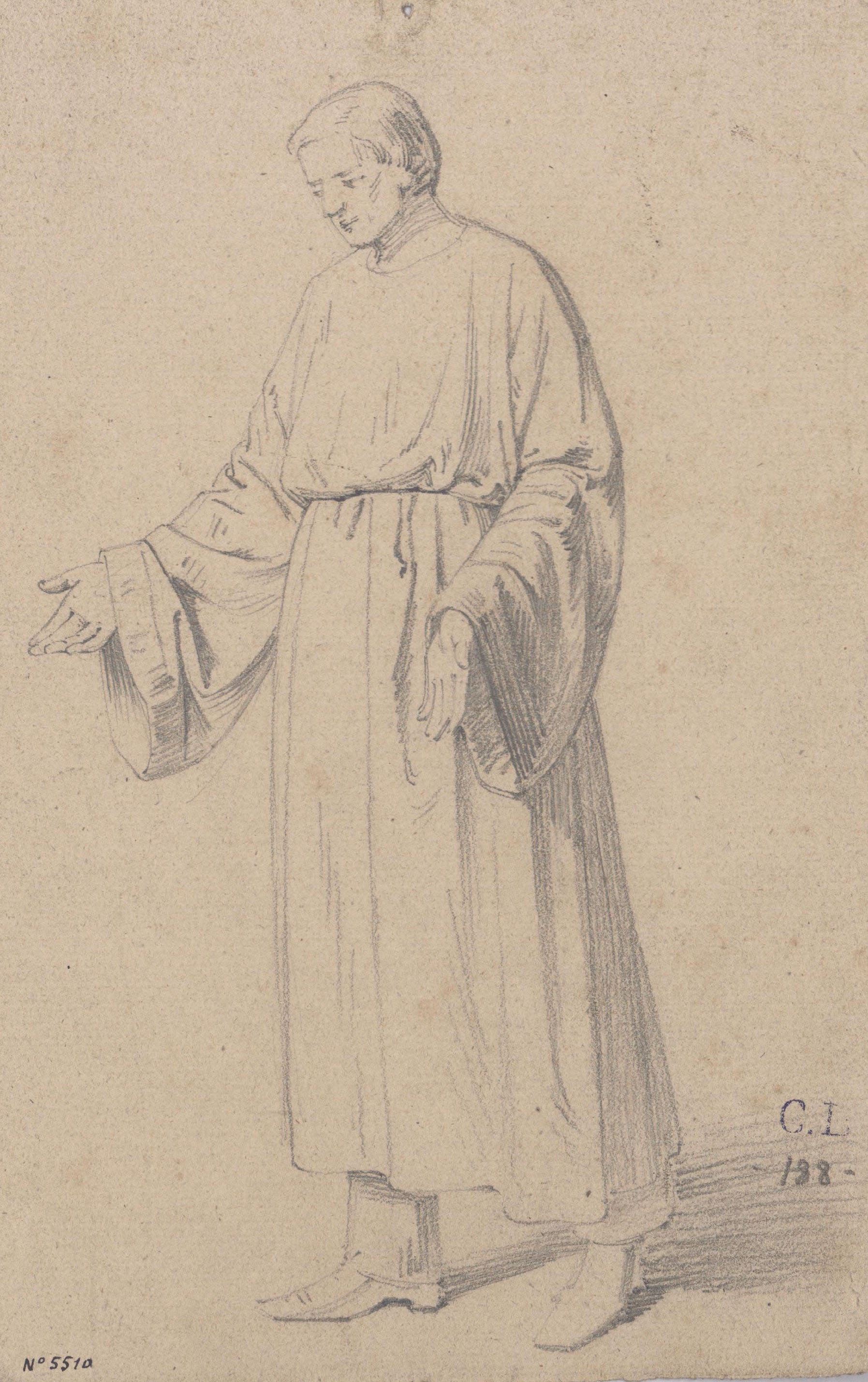 image for: Claudi Lorenzale - Estudi de figura masculina - Cap a 1850-1870