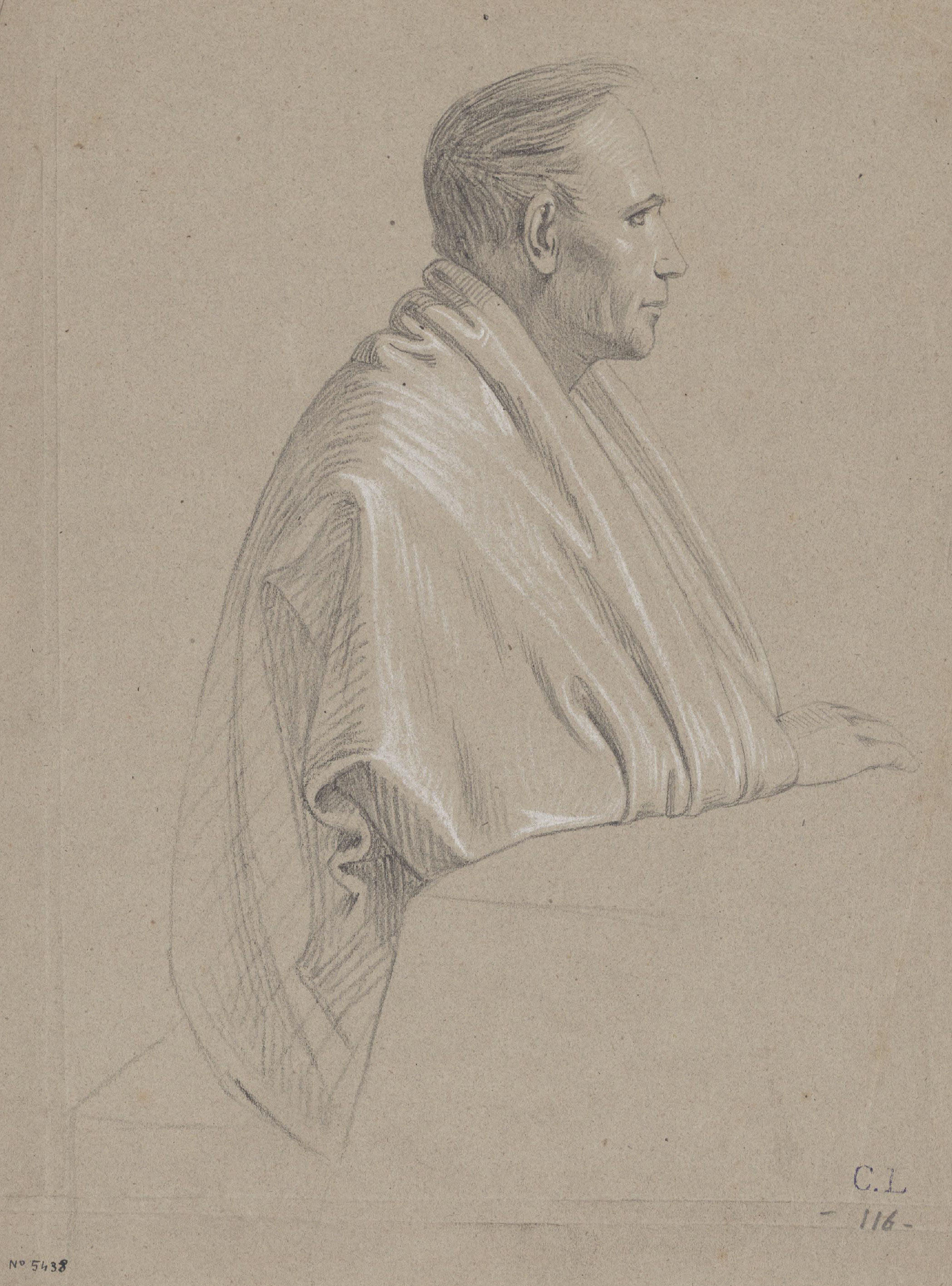 image for: Claudi Lorenzale - Estudi de figura masculina - Cap a 1850-1870
