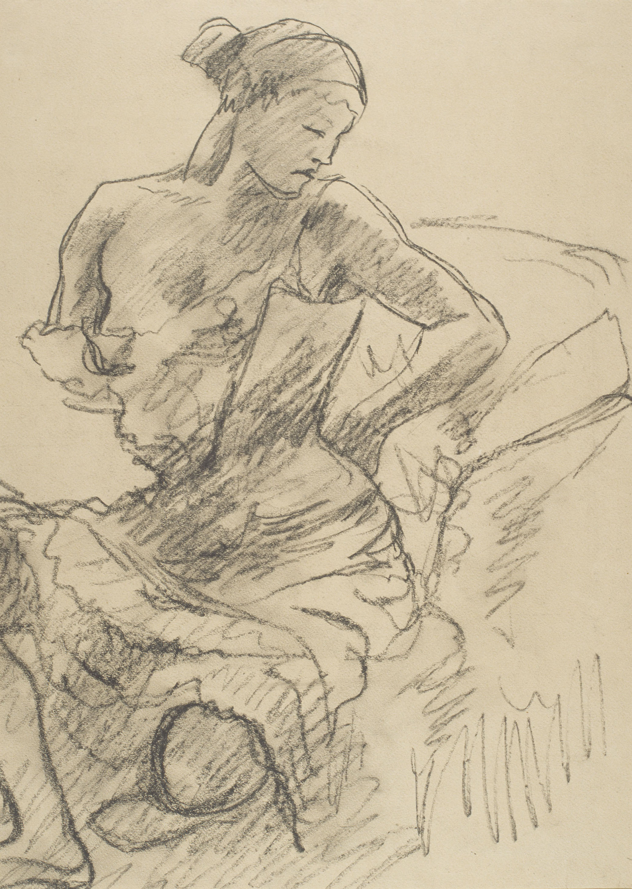 image for: Juli González - Dona asseguda que es corda la cotilla (Femme assisse au corset) - Cap a 1906-1914