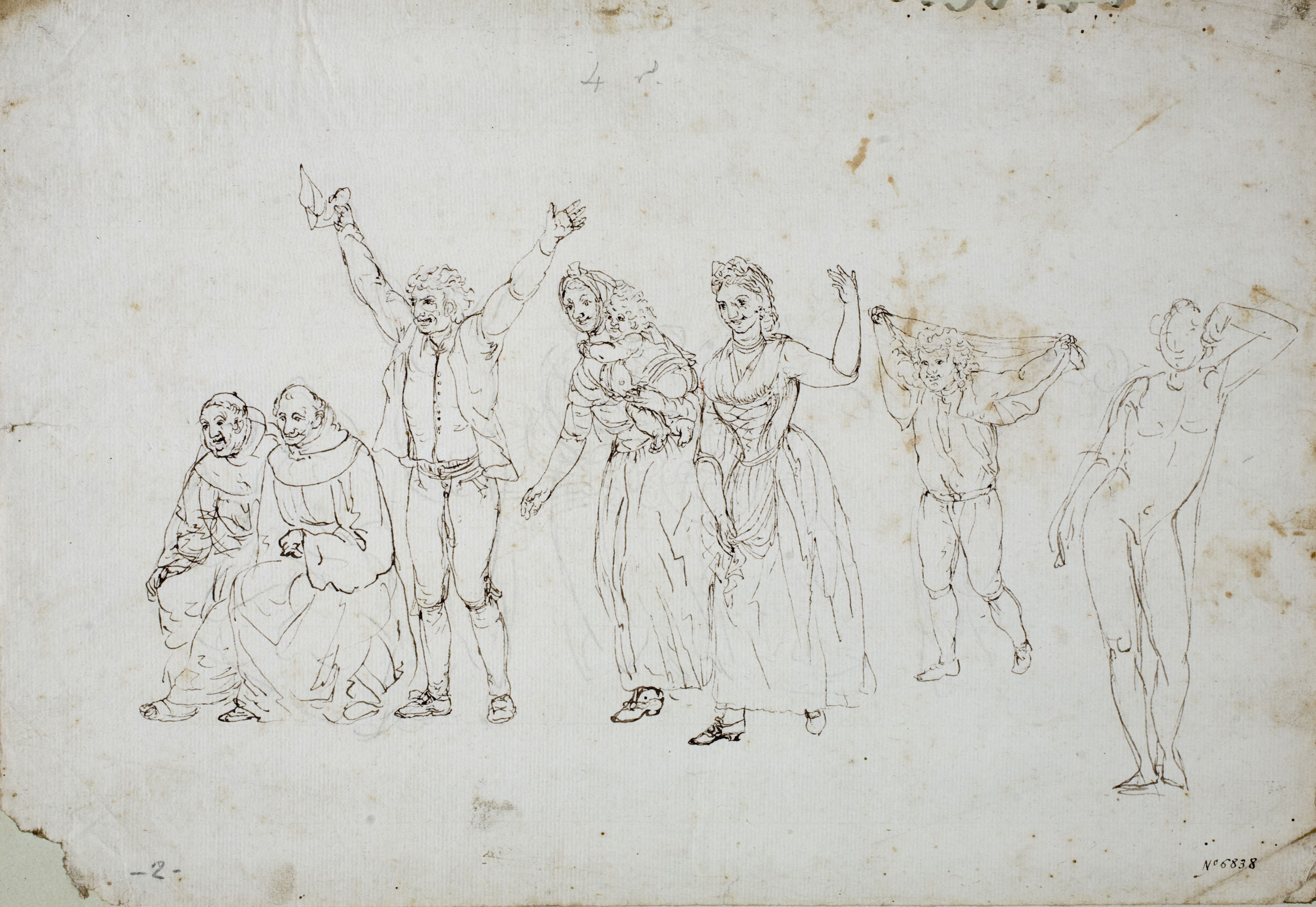 image for: Josep Bernat Flaugier - Dos frares i grup de gent - Cap a 1800-1812