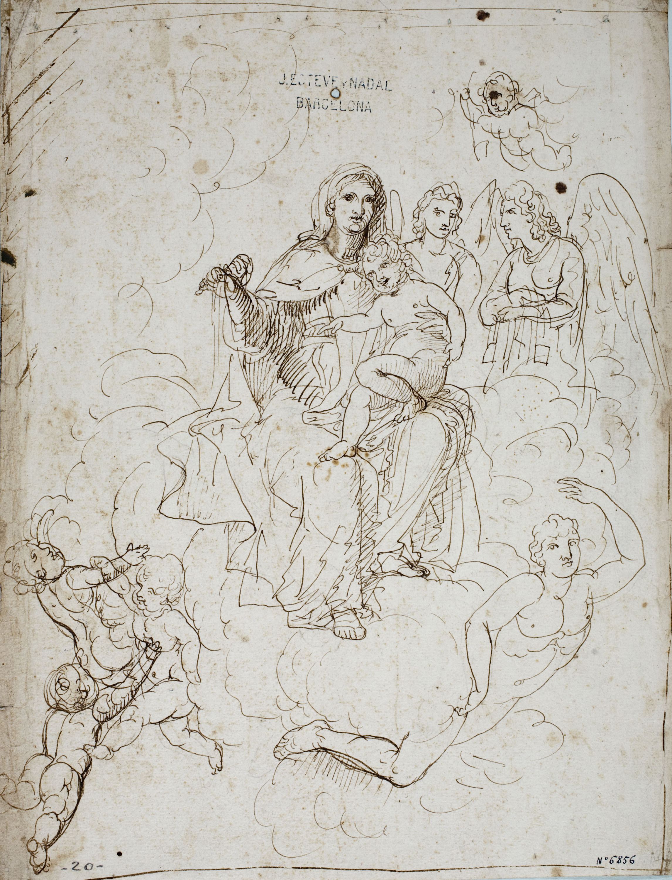 image for: Josep Bernat Flaugier - Mare de Déu amb el Nen per a la decoració de la cúpula de l'església de sant Sever i sant Carles Borromeu - Cap a 1802-1803