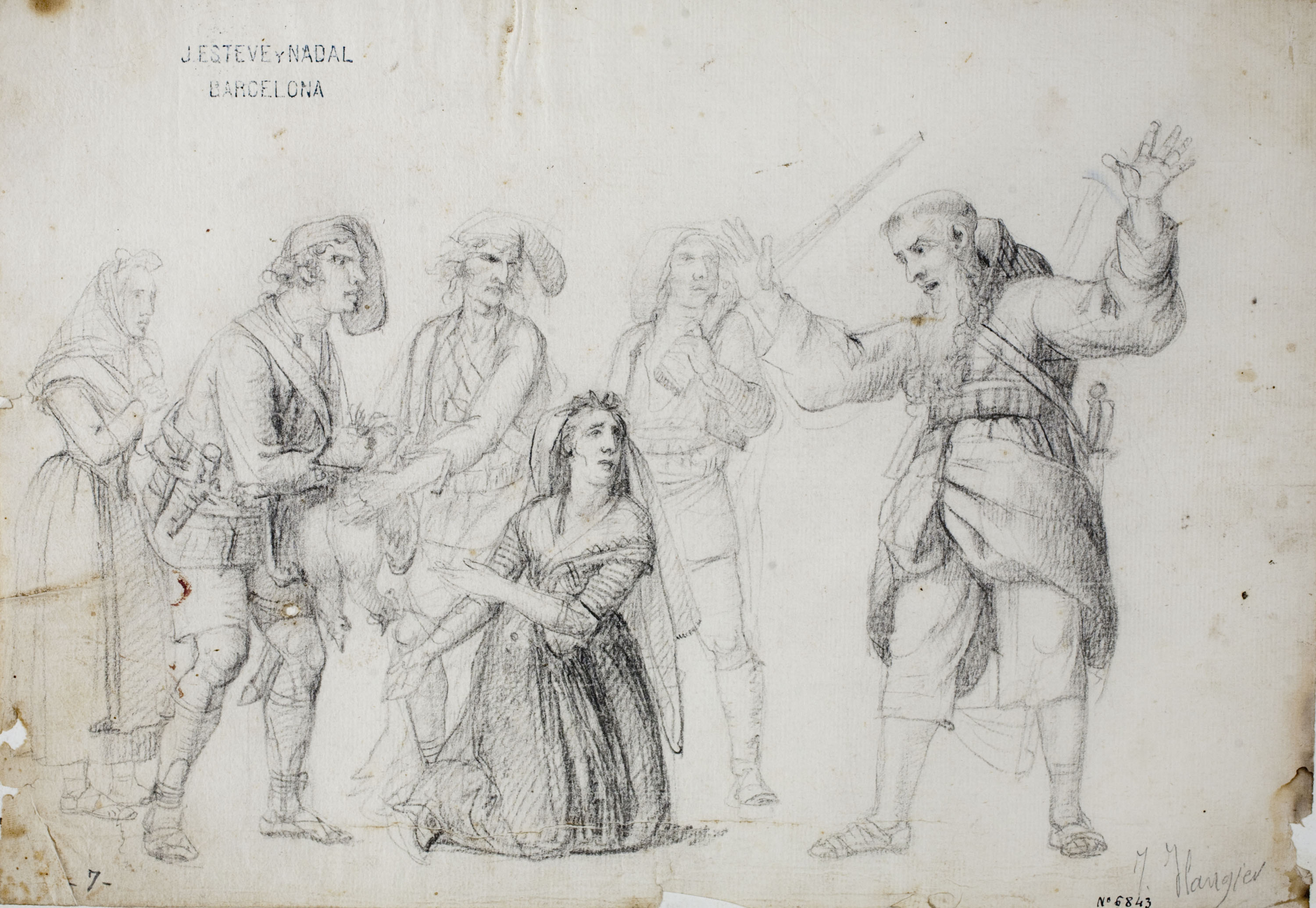 image for: Josep Bernat Flaugier - Miquelets i sometents escorcollant una dona - Cap a 1809-1812