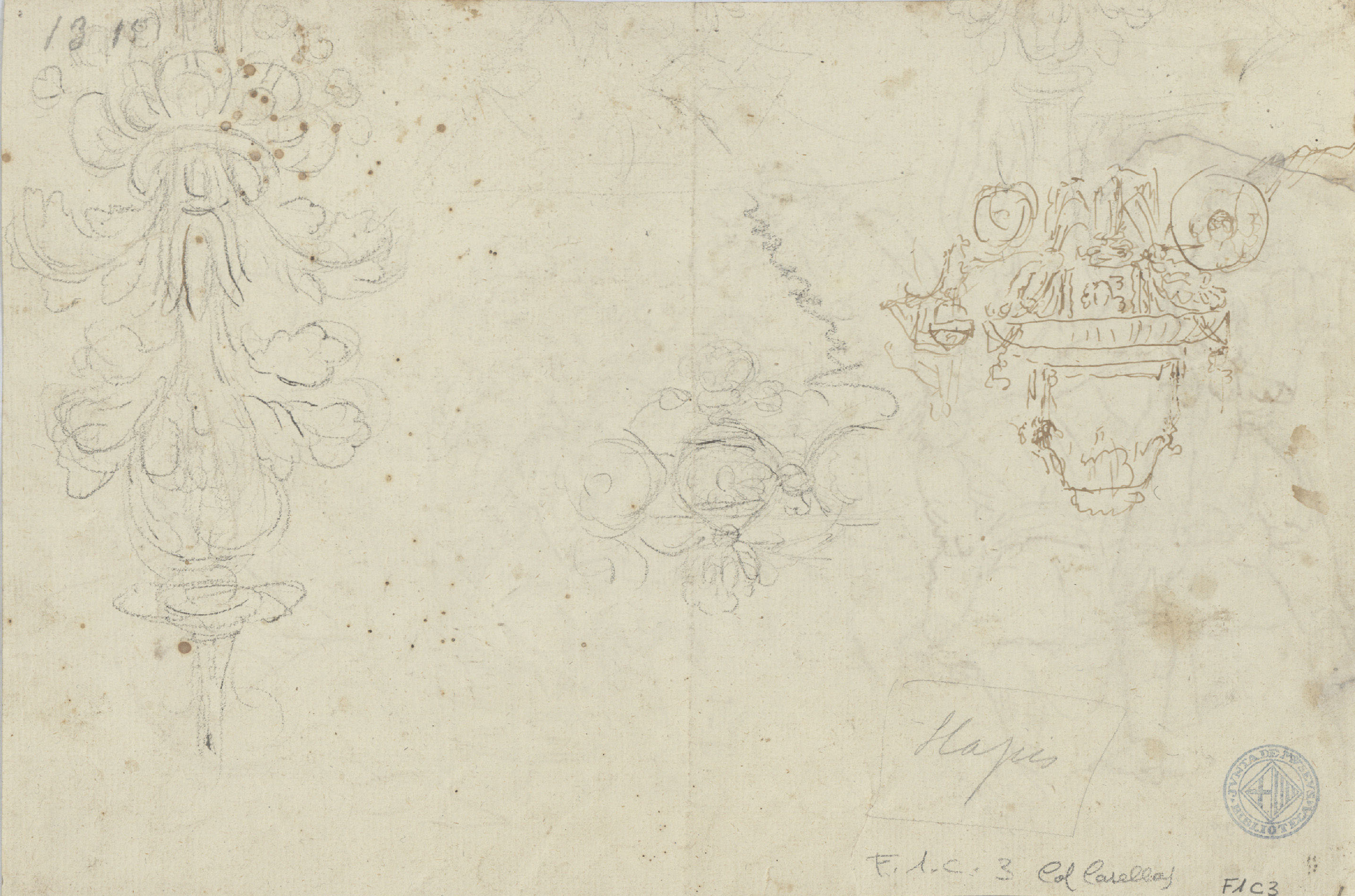 image for: Josep Bernat Flaugier - Grup de soldats escoltant notícies de la guerra (anvers) / Croquis (revers) - Cap a 1809-1812 [1]