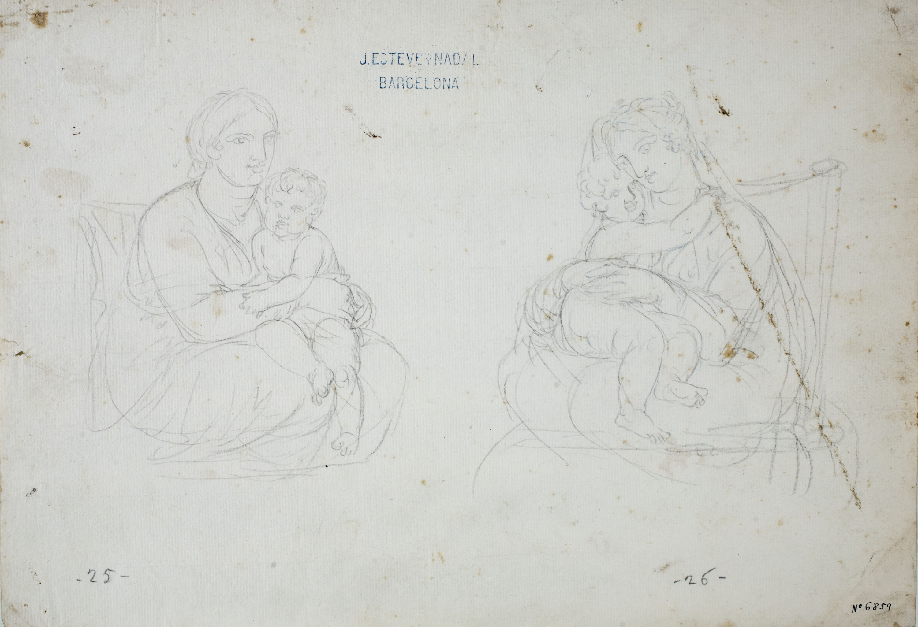 image for: Josep Bernat Flaugier - Dos estudis de la Mare de Déu amb el nen - Cap a 1800-1812