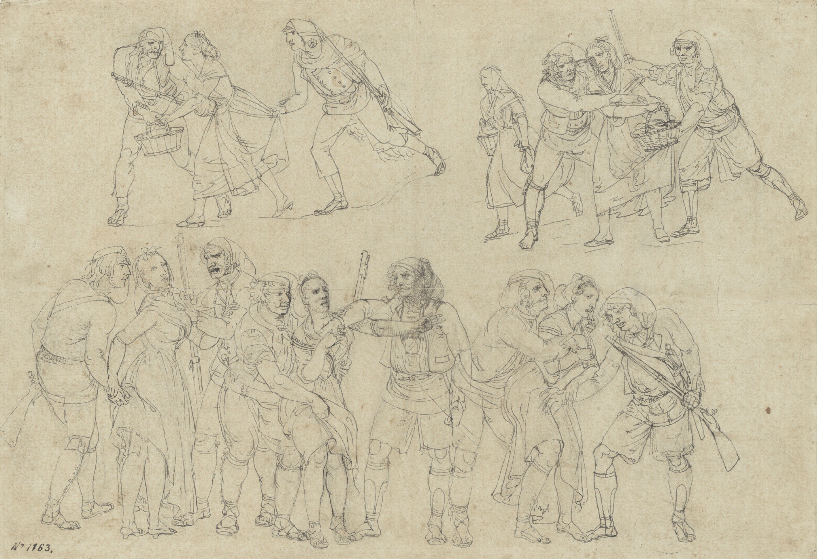 image for: Josep Bernat Flaugier - Miquelets armats escorcollant unes dones - Cap a 1809-1812