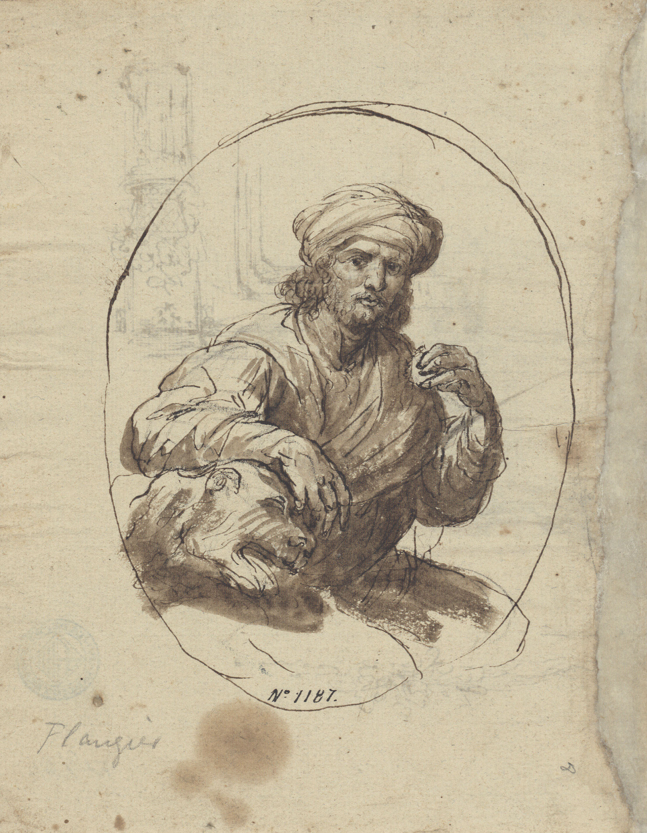 image for: Josep Bernat Flaugier - El profeta Daniel (anvers) / Croquis (revers) - Cap a 1800-1812