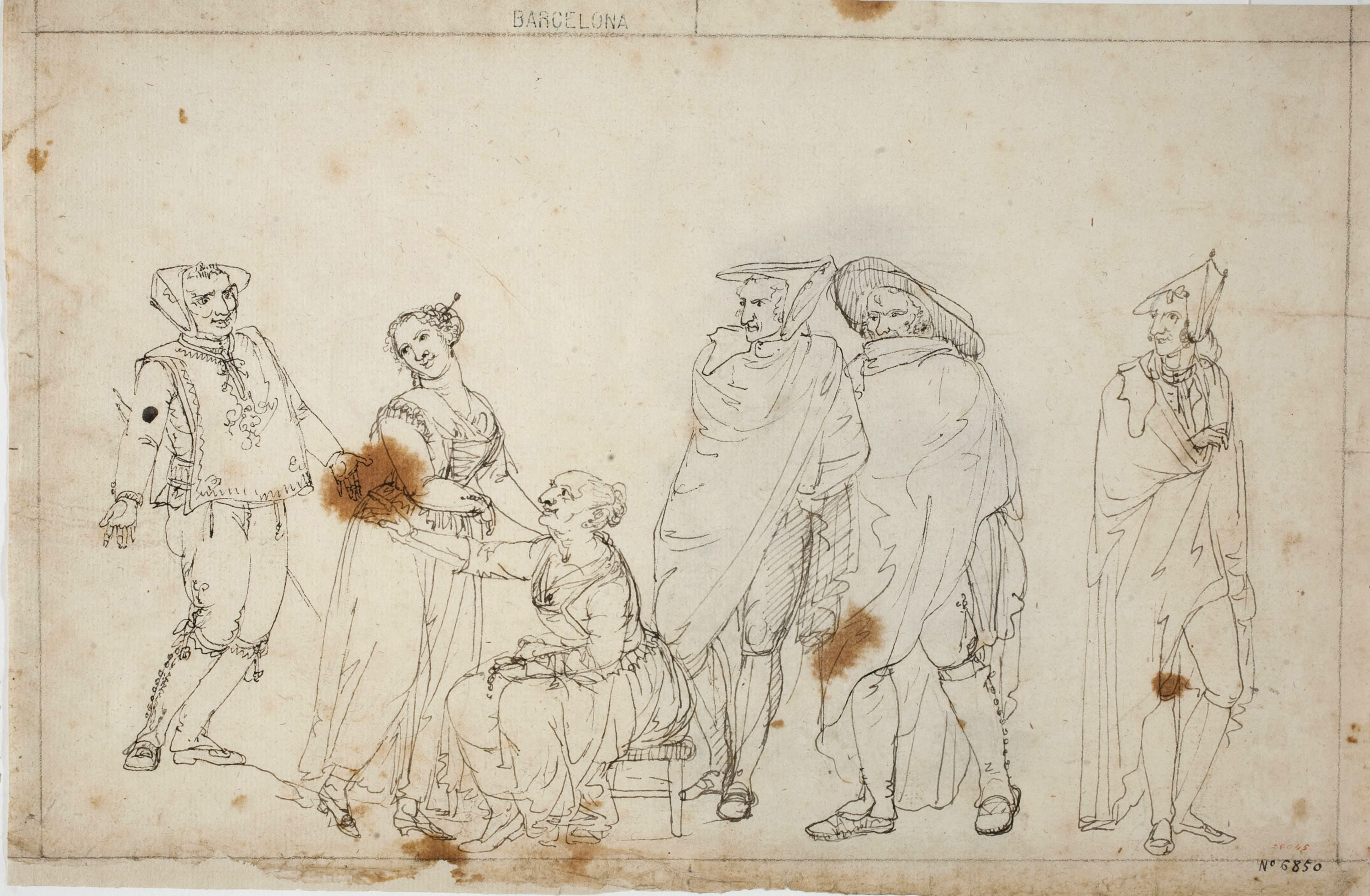 image for: Josep Bernat Flaugier - Grup de figures vestides d'època - Cap a 1800-1812