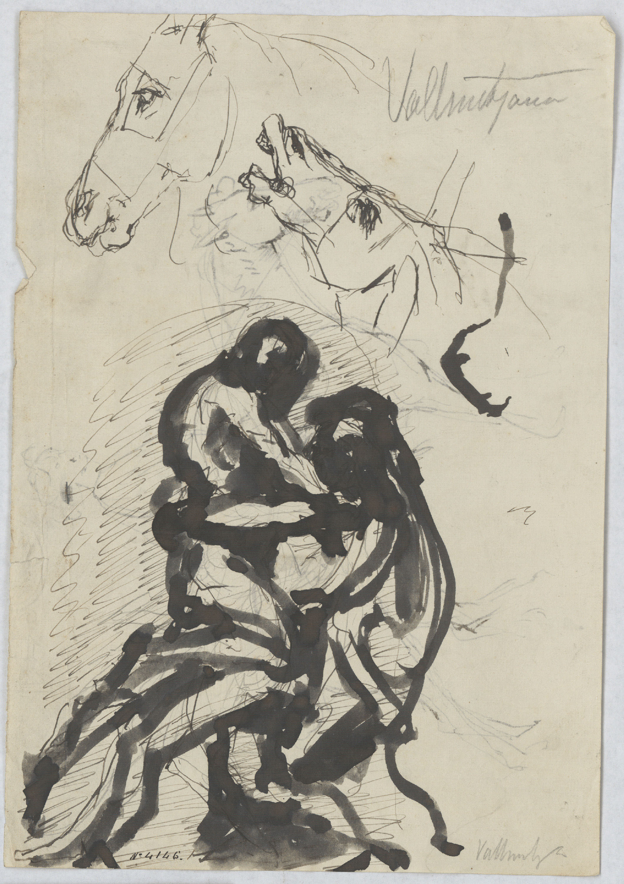 image for: Agapit Vallmitjana Abarca - Lluita amb un lleó i caps de cavall (anvers) / Estudi per a estàtua eqüestre (revers) - Cap a 1881-1891 (anvers i revers)