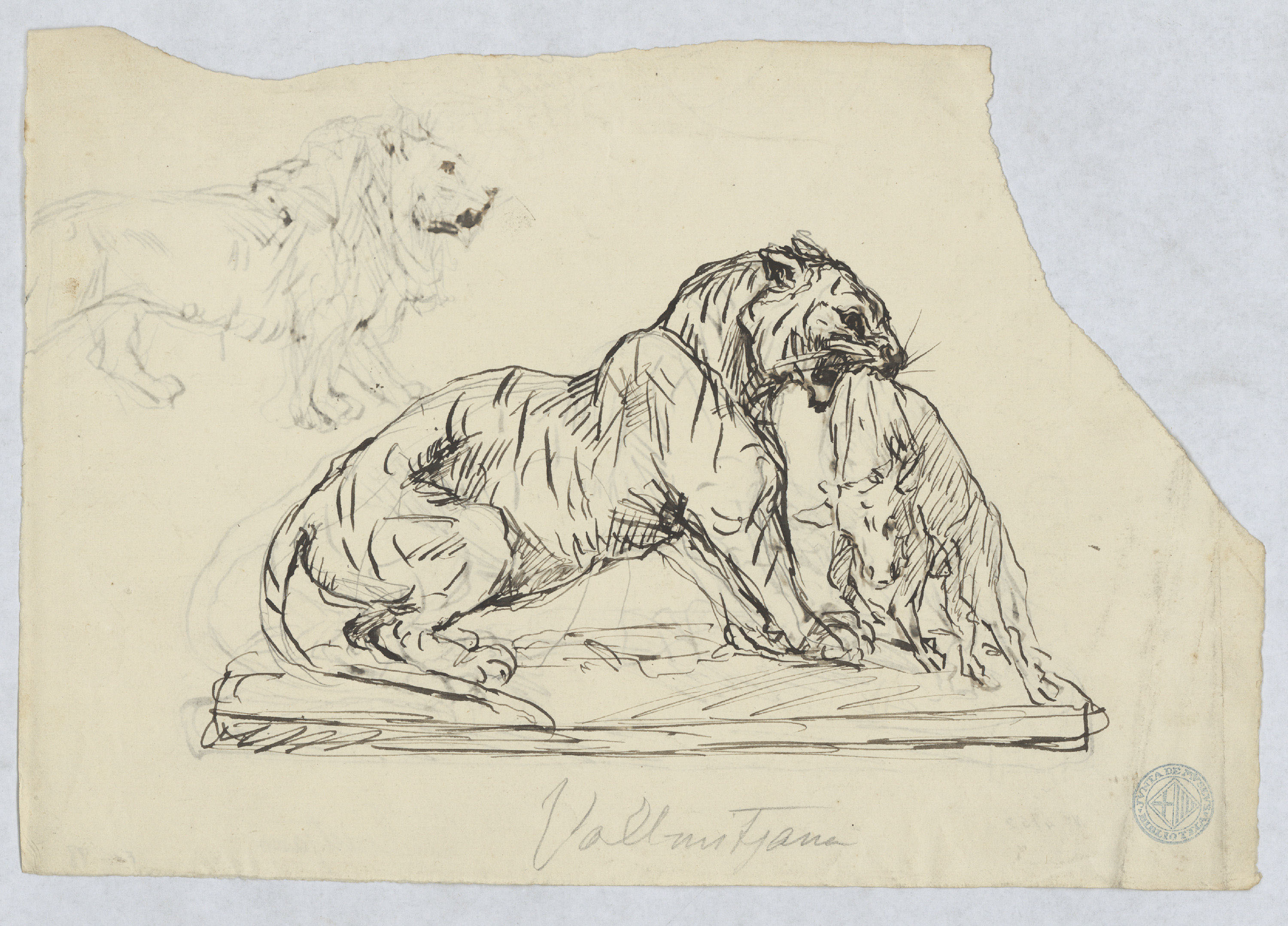 image for: Agapit Vallmitjana Abarca - Projecte per al grup escultòric «Lleona amb els seus cadells» (anvers i revers) - Cap a 1894 (anvers i revers) [1]
