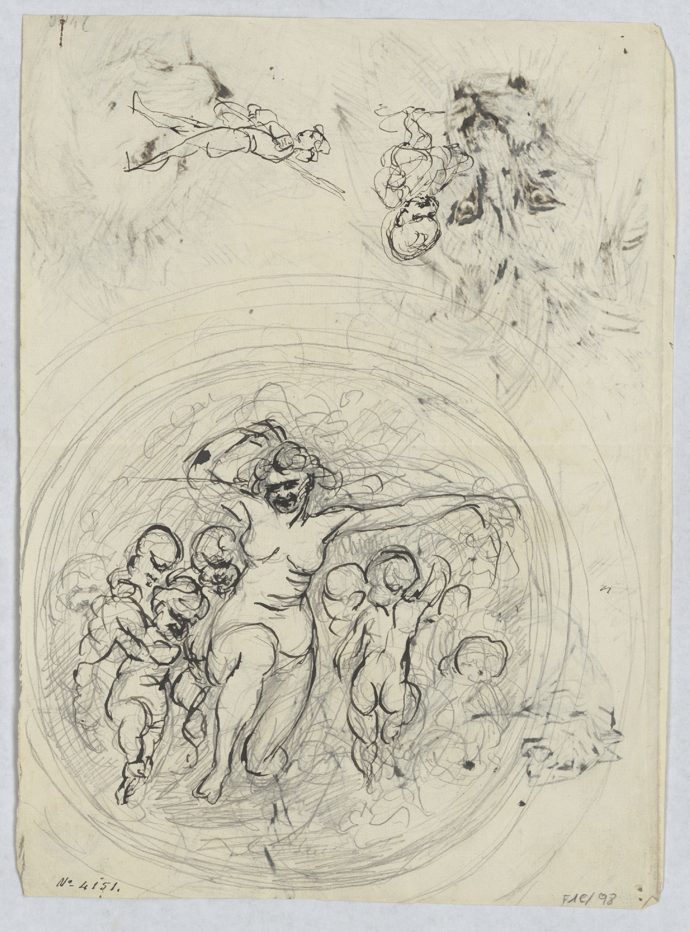 image for: Agapit Vallmitjana Abarca - Estudi per a un baix relleu (anvers) / Nu femení i estudi de lleons (revers) - Cap a 1876-1896 (anvers i revers)