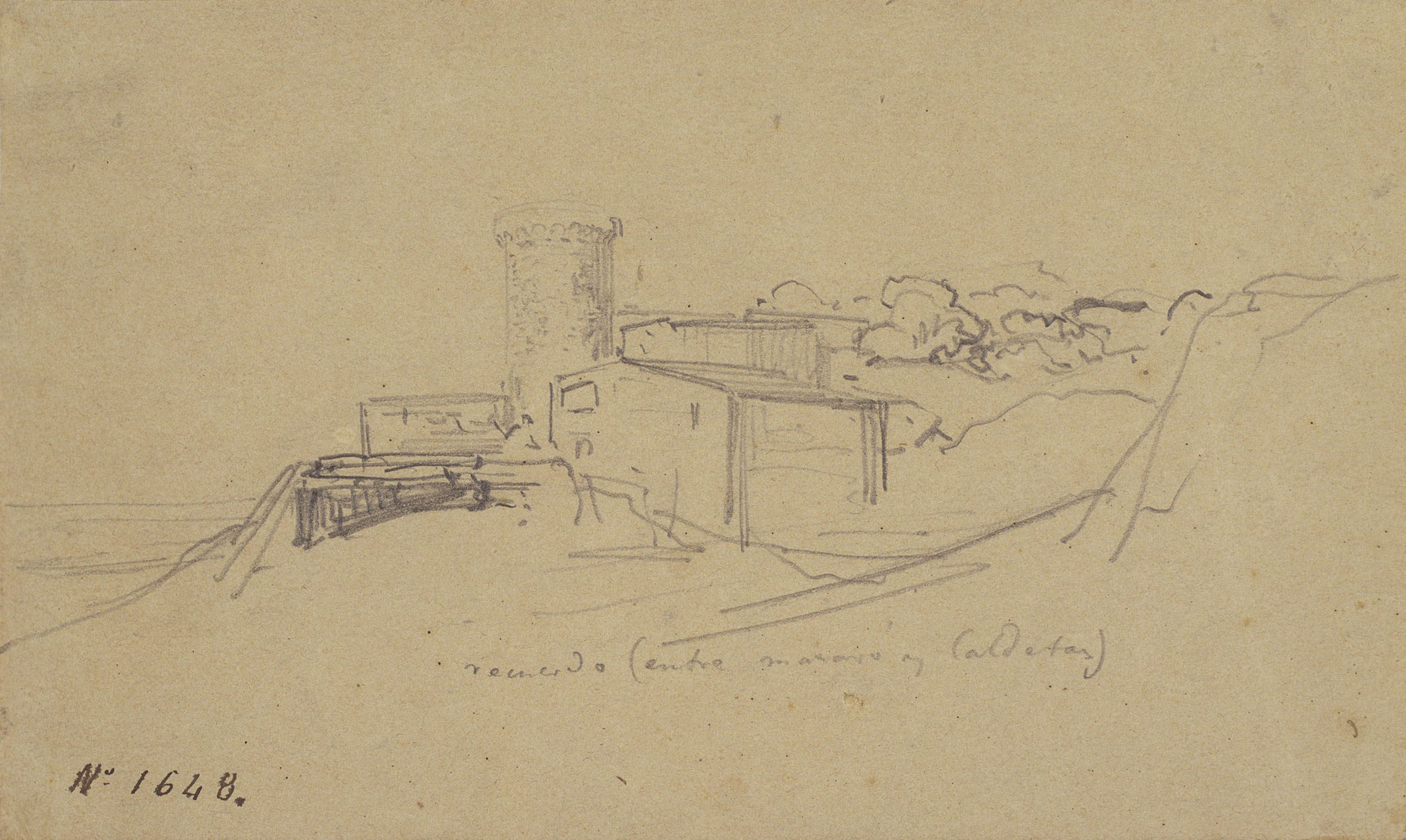 image for: Ramon Martí i Alsina - Castell situat entre Mataró i Caldetes - Cap a 1855-1860