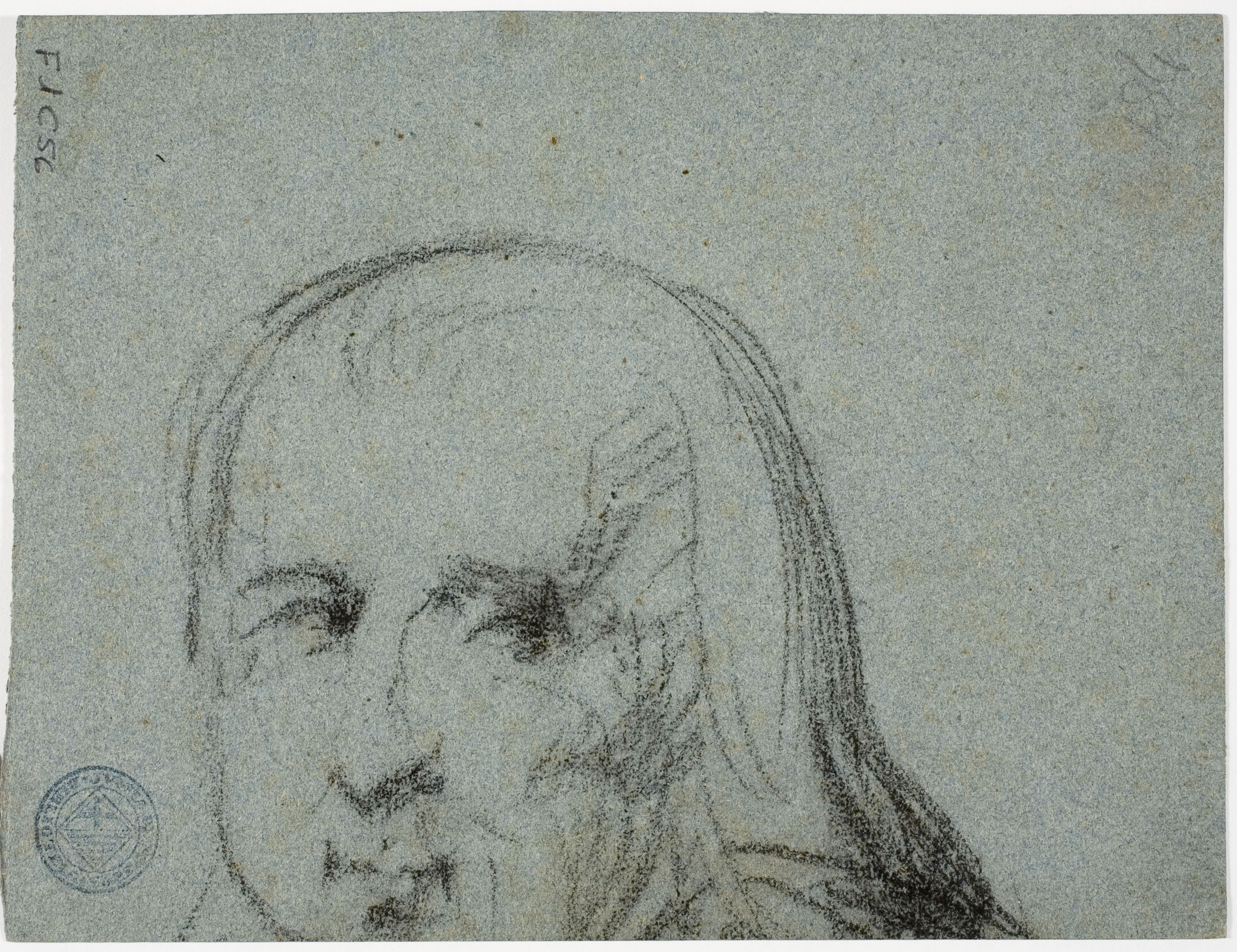 image for: Ramon Martí i Alsina - Estudi per el grup de «La caritat» (anvers) / Estudi de cap (revers) - Cap a 1870-1880 [1]